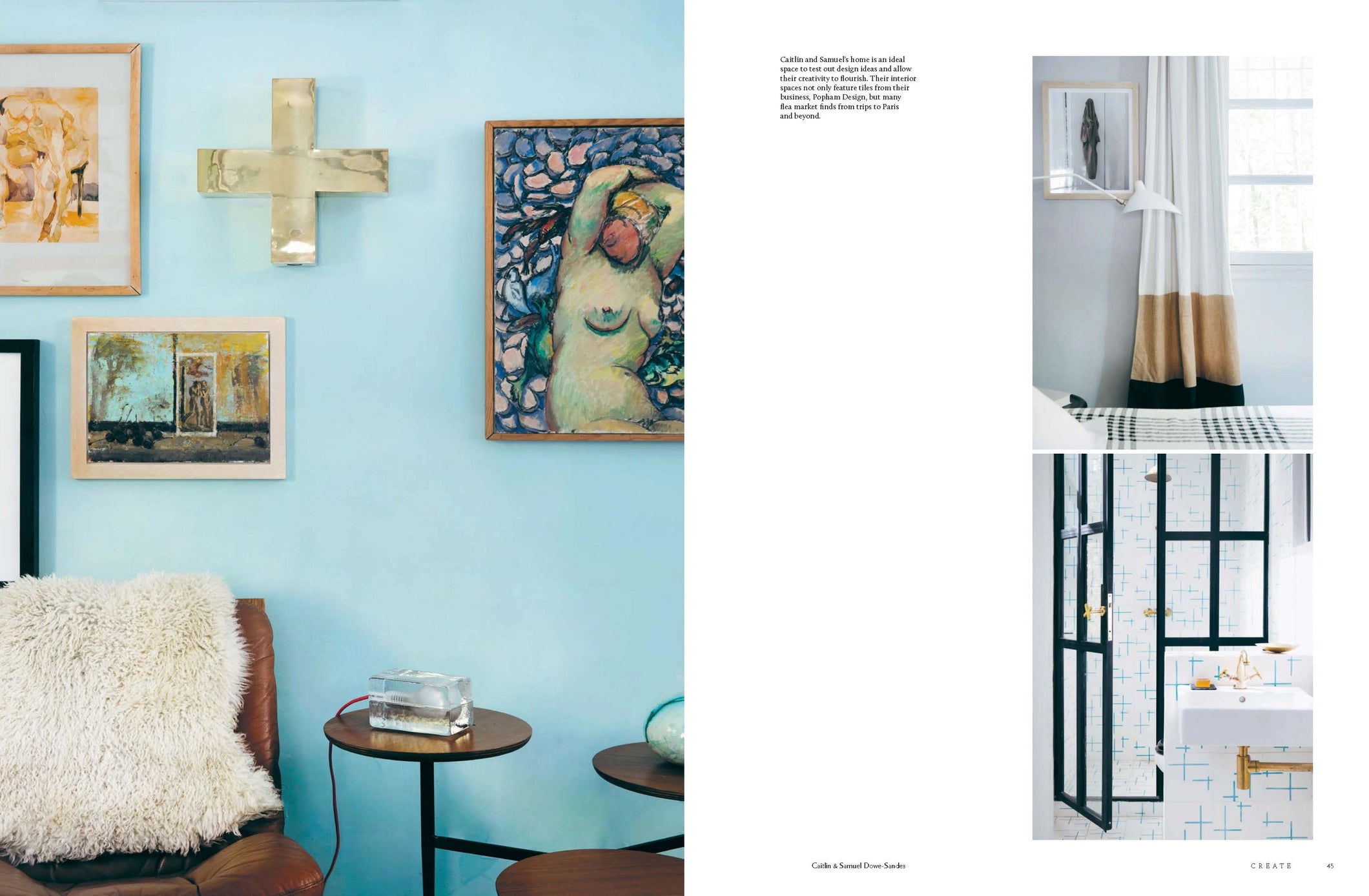 Decorative interior design with wall art, furniture, and decor elements.