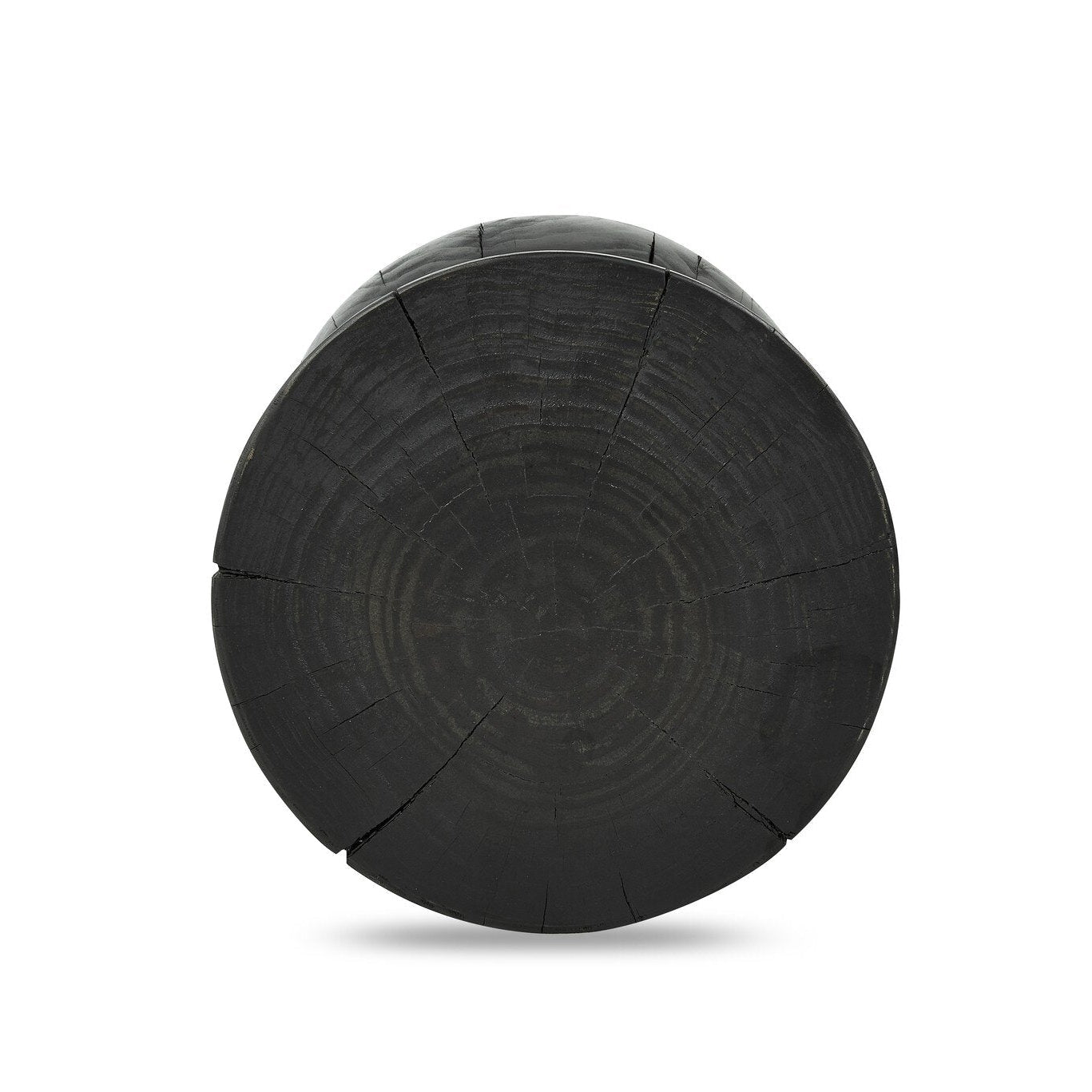 Top view of Black wood end table on a white background