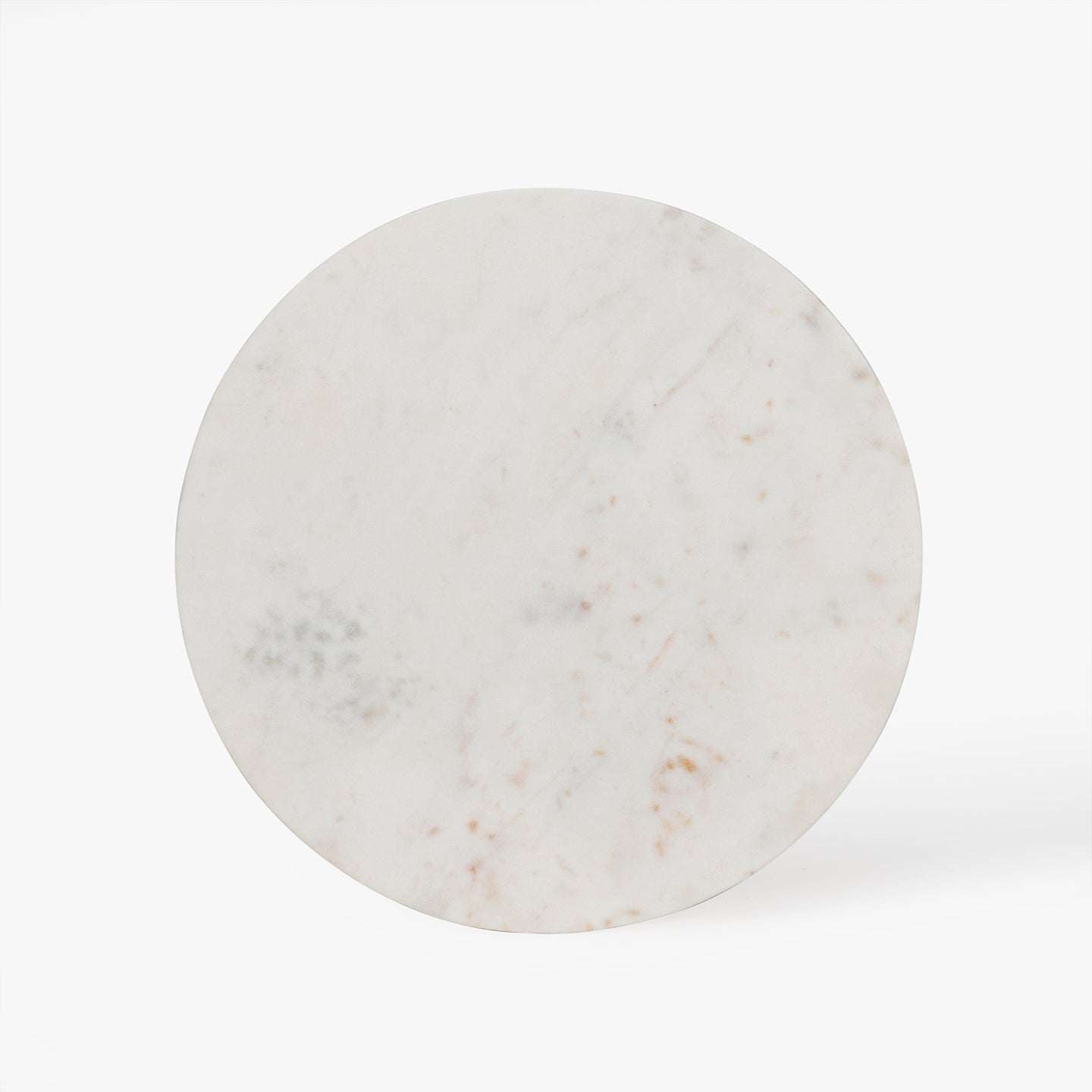 Round marble table top on a white background