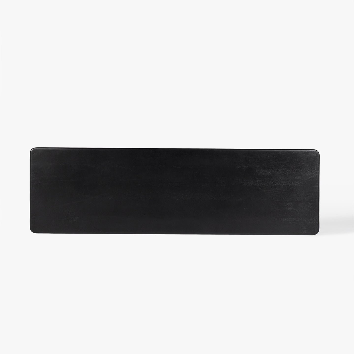 Black rectangular wooden shelf t on a white background