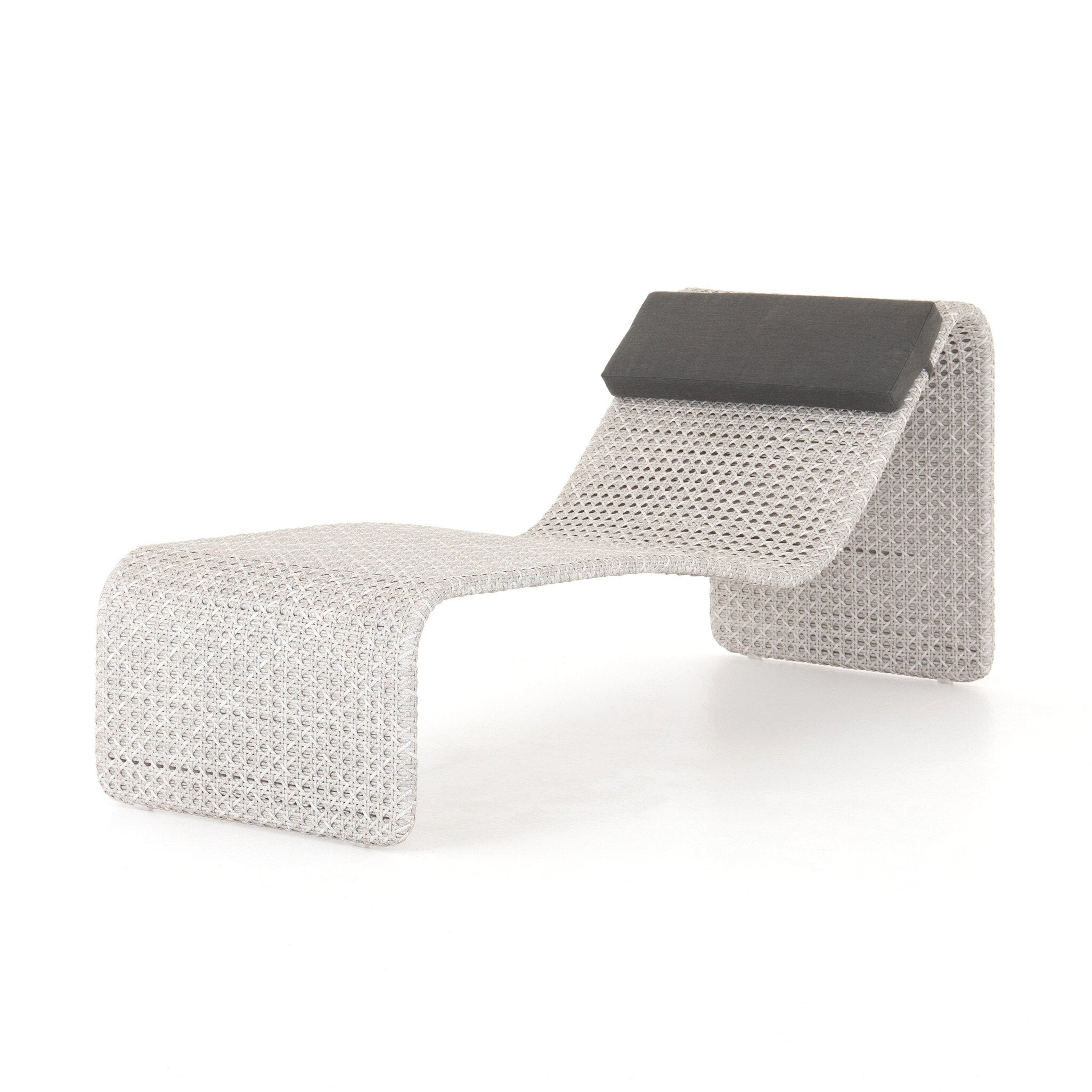 Modern lounge chair with textured design and black cushion on a white background