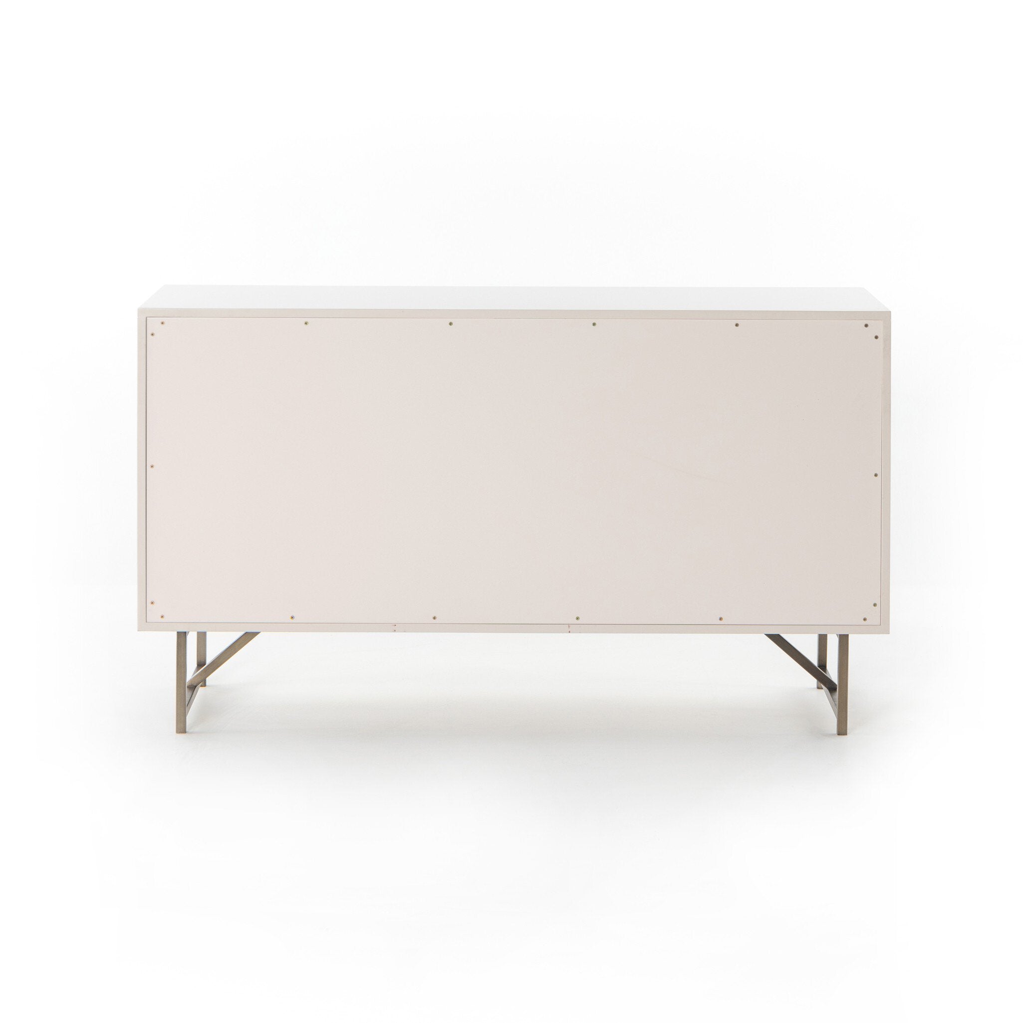 Stylish off-white hardwood dresser with two velvet-lined accessory drawers