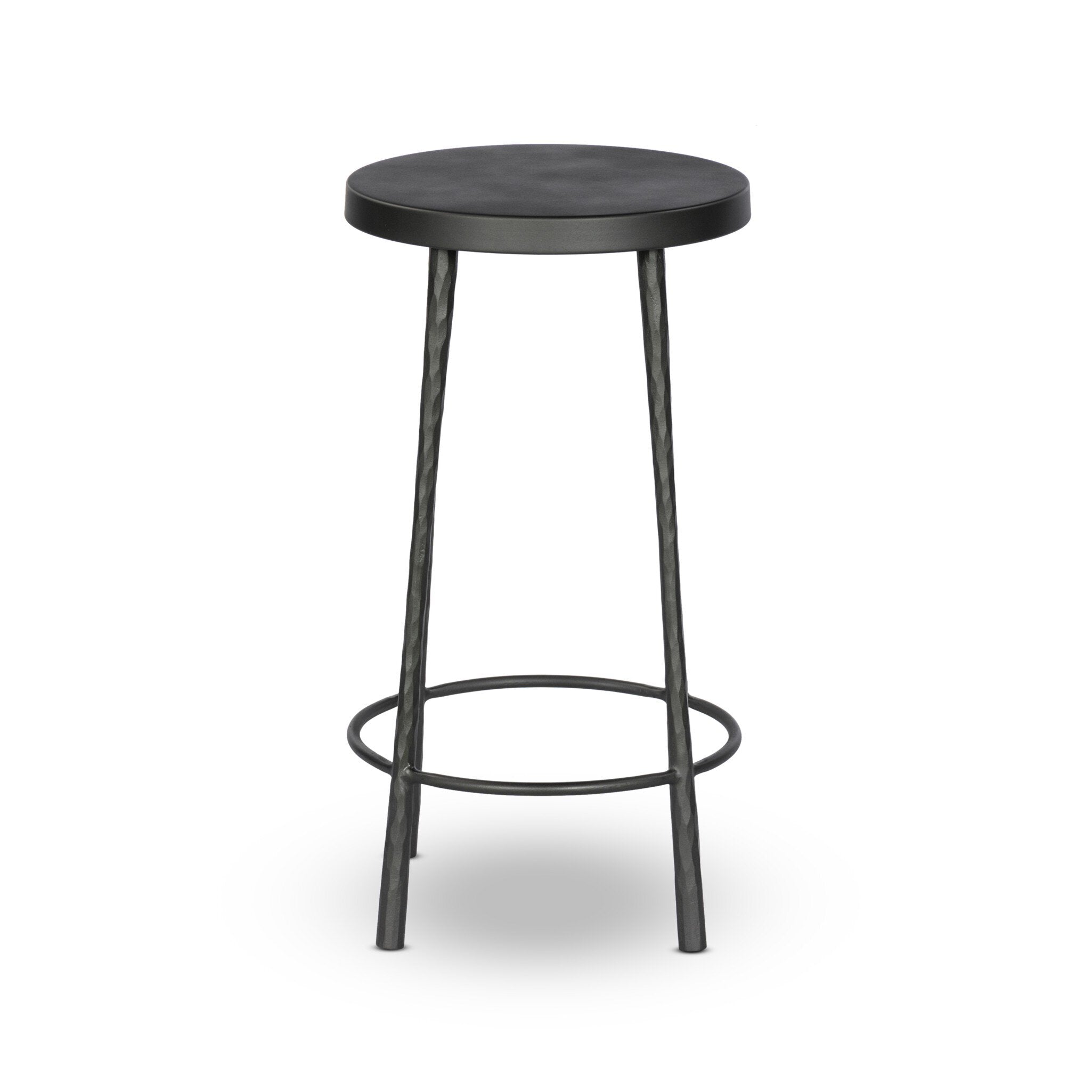 Black hammered bar stool on a white background