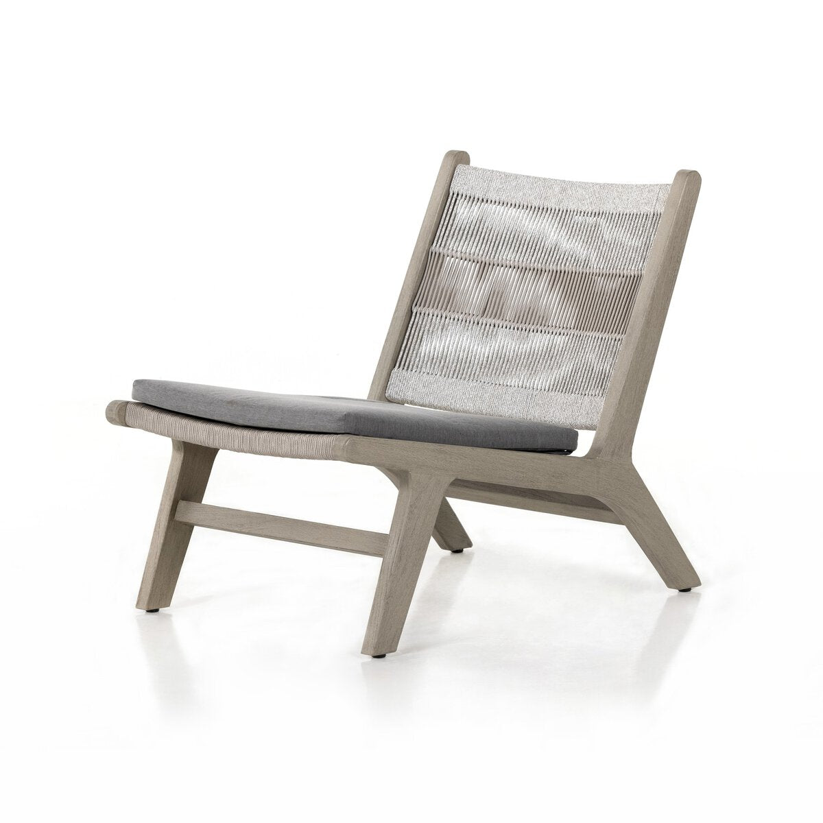 Modern lounge chair with gray cushion on a white background