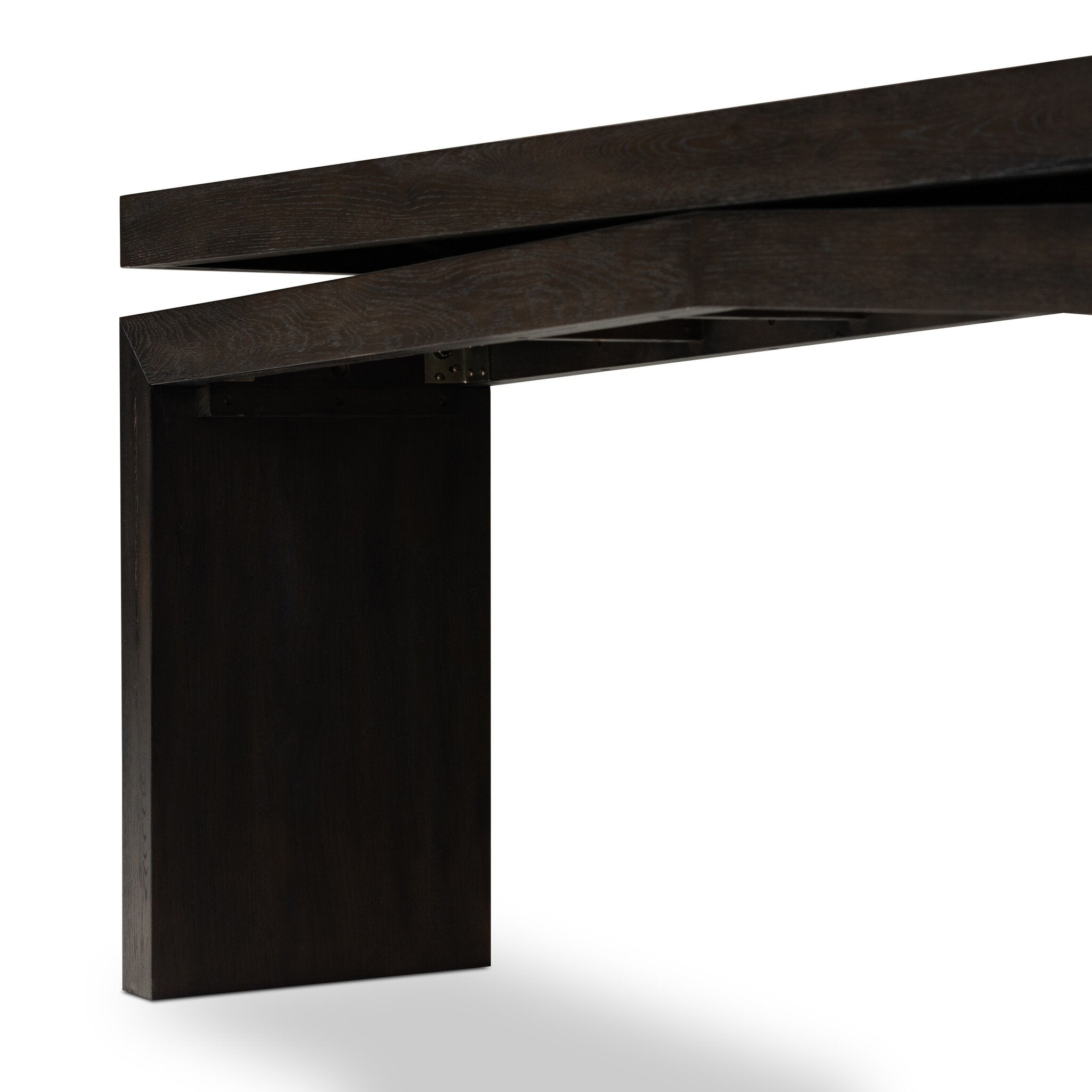 Dark wooden headboard on a white background