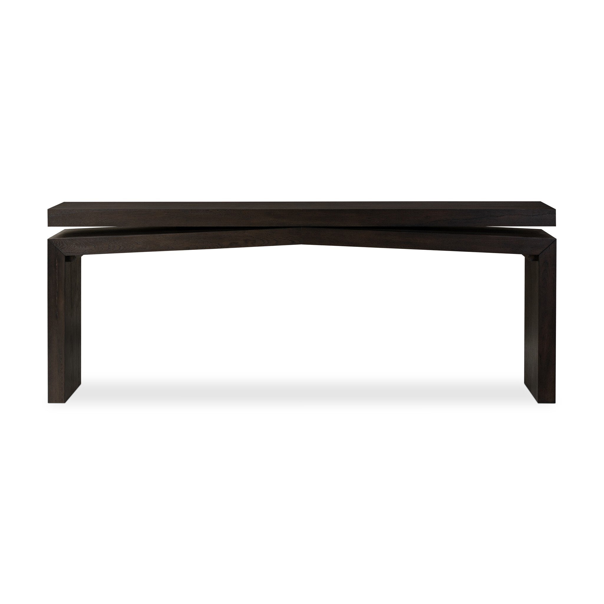 Dark wooden bench on a white background