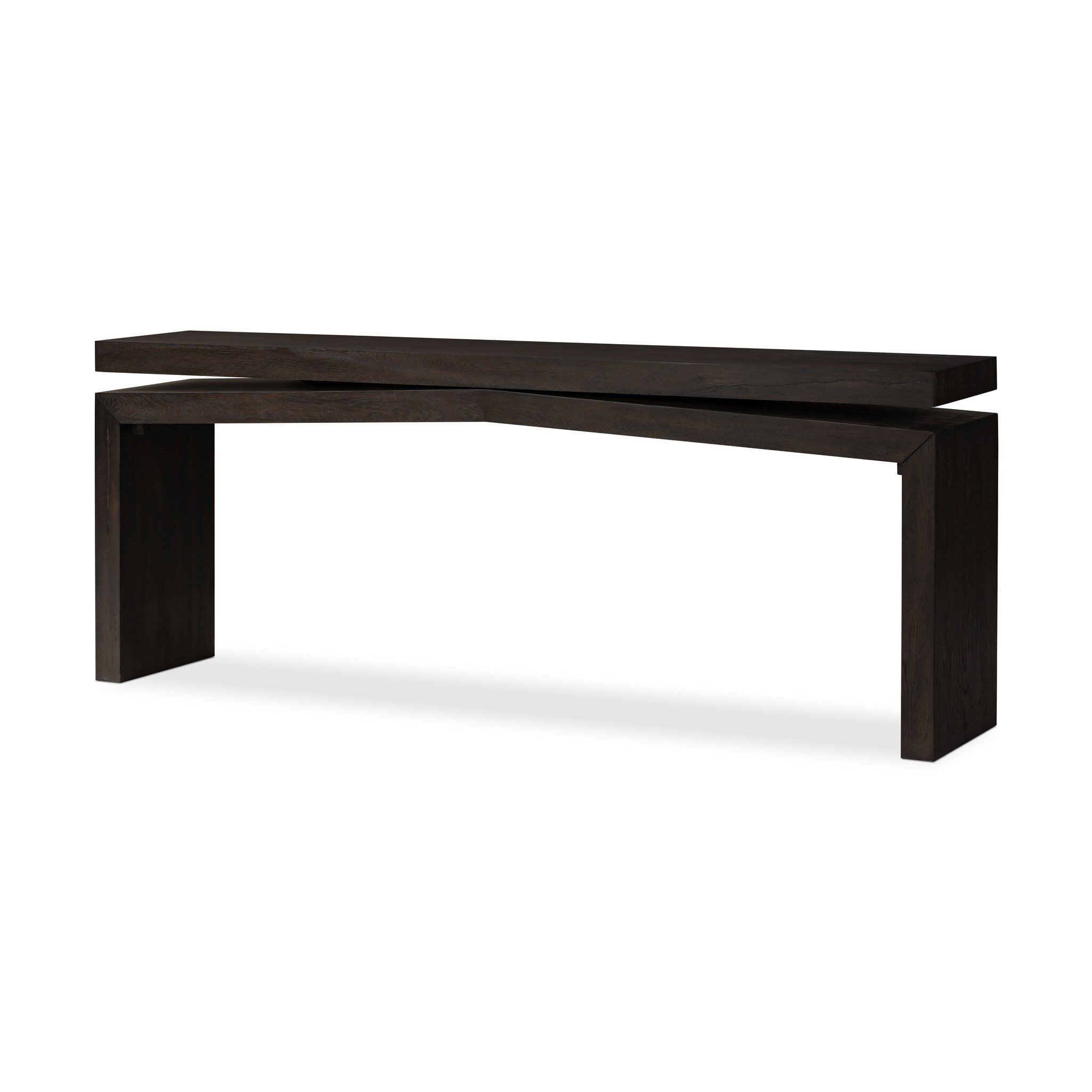 Dark wooden bench on a white background