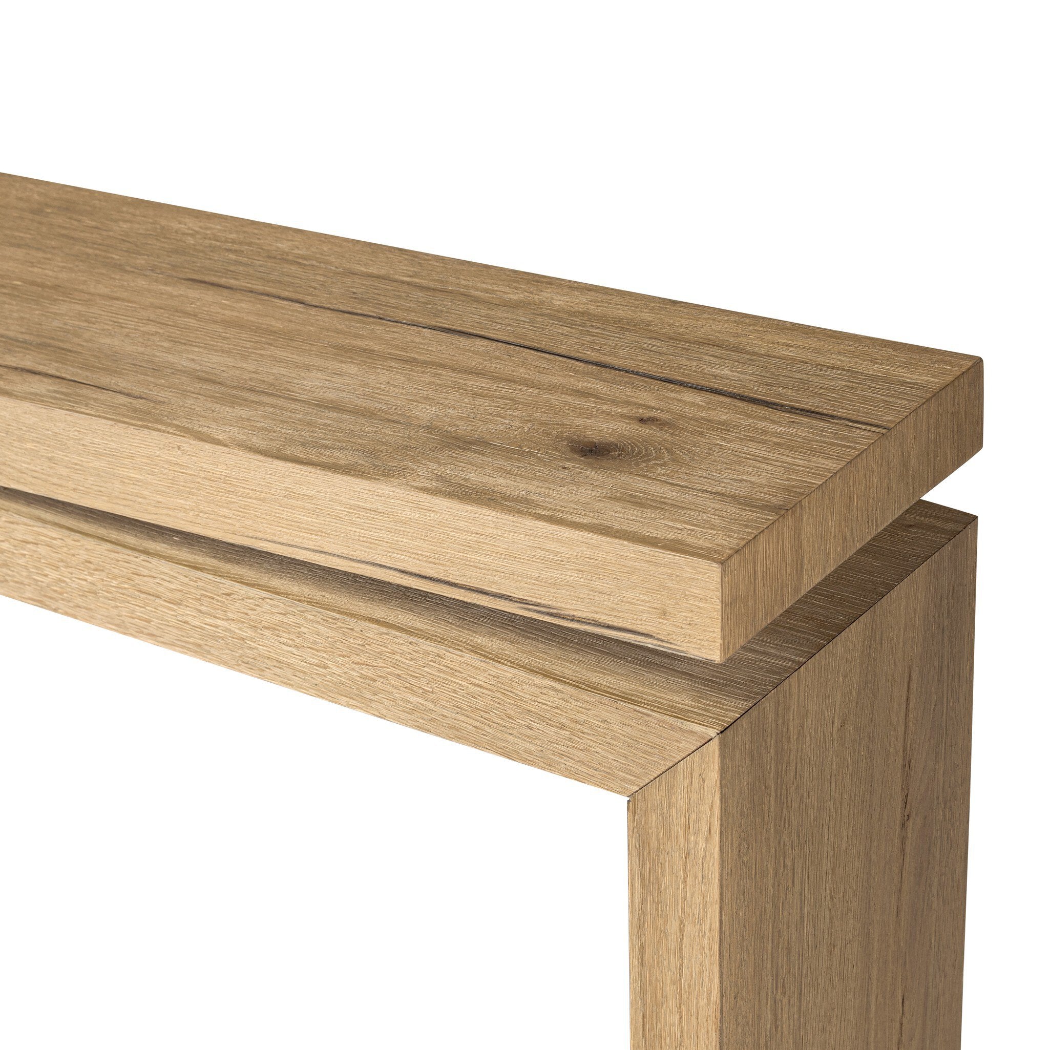 Wooden table corner on a white background