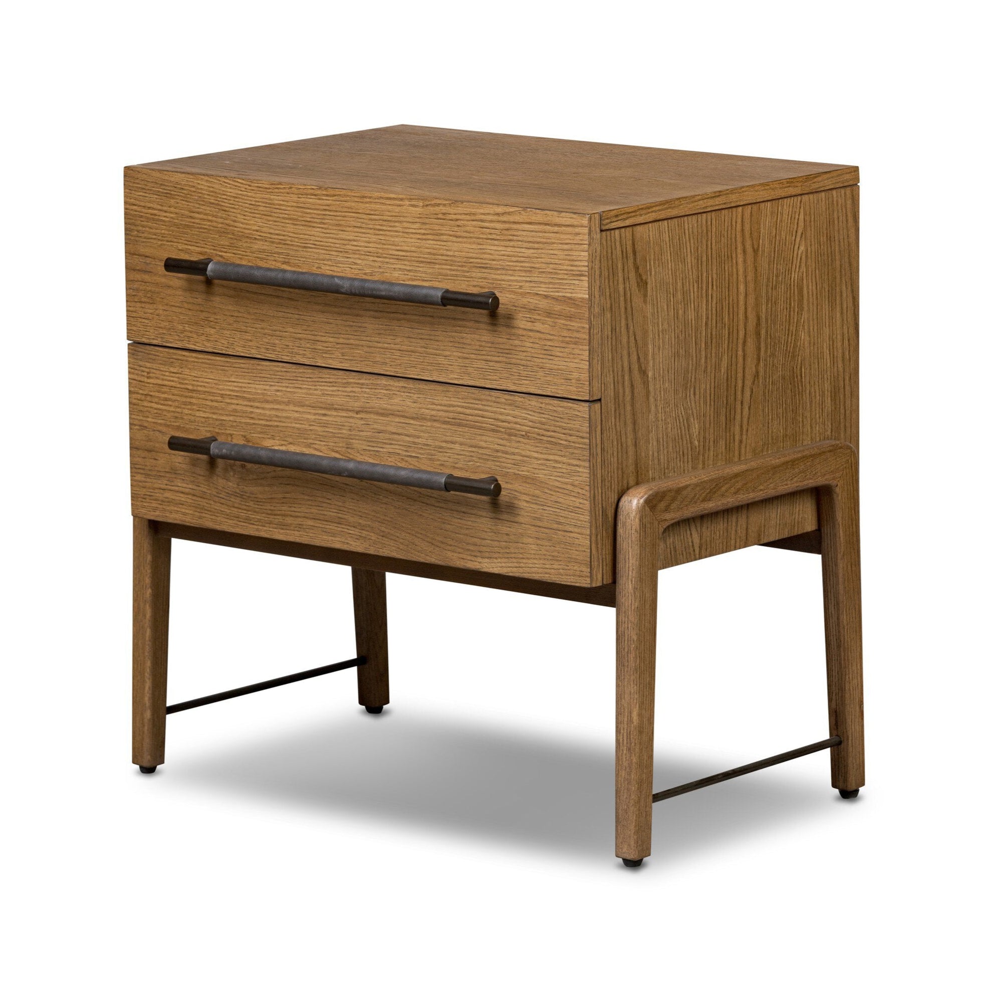 Wooden nightstand with two drawers