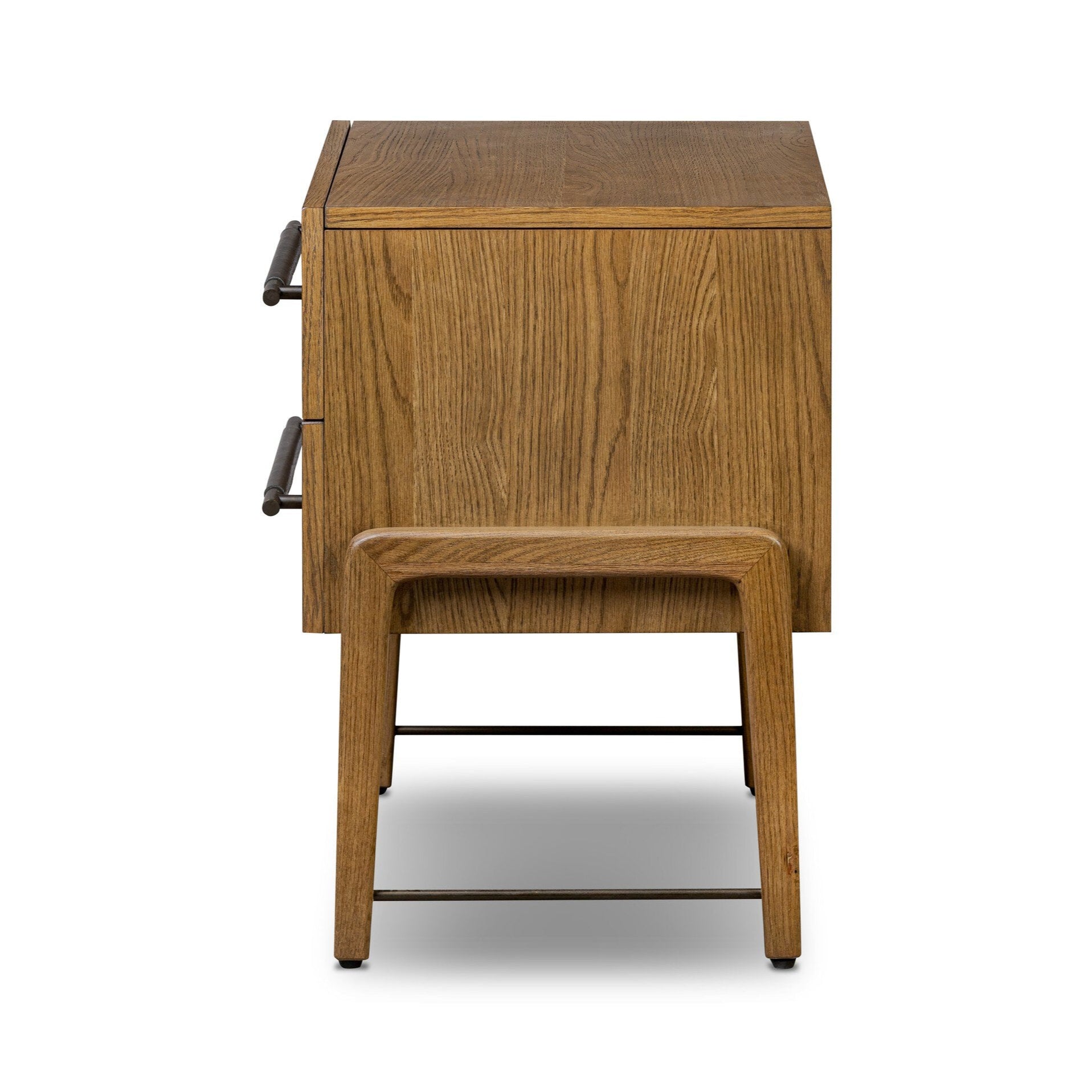 Wooden side table with a stool