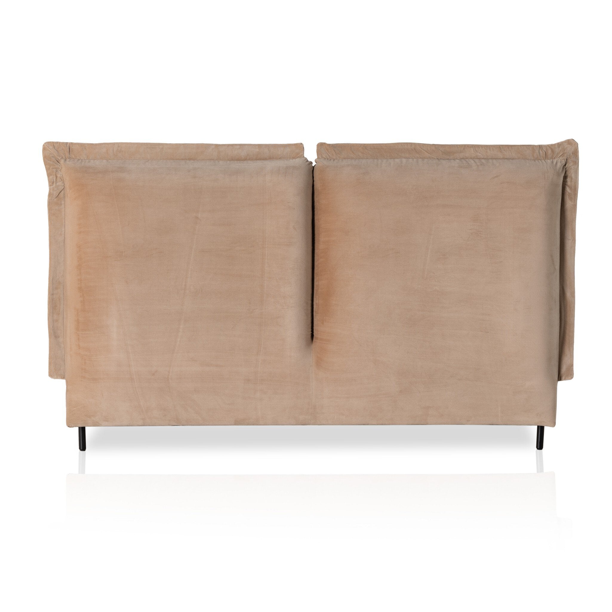 Tan headboard with a modern design on a white background