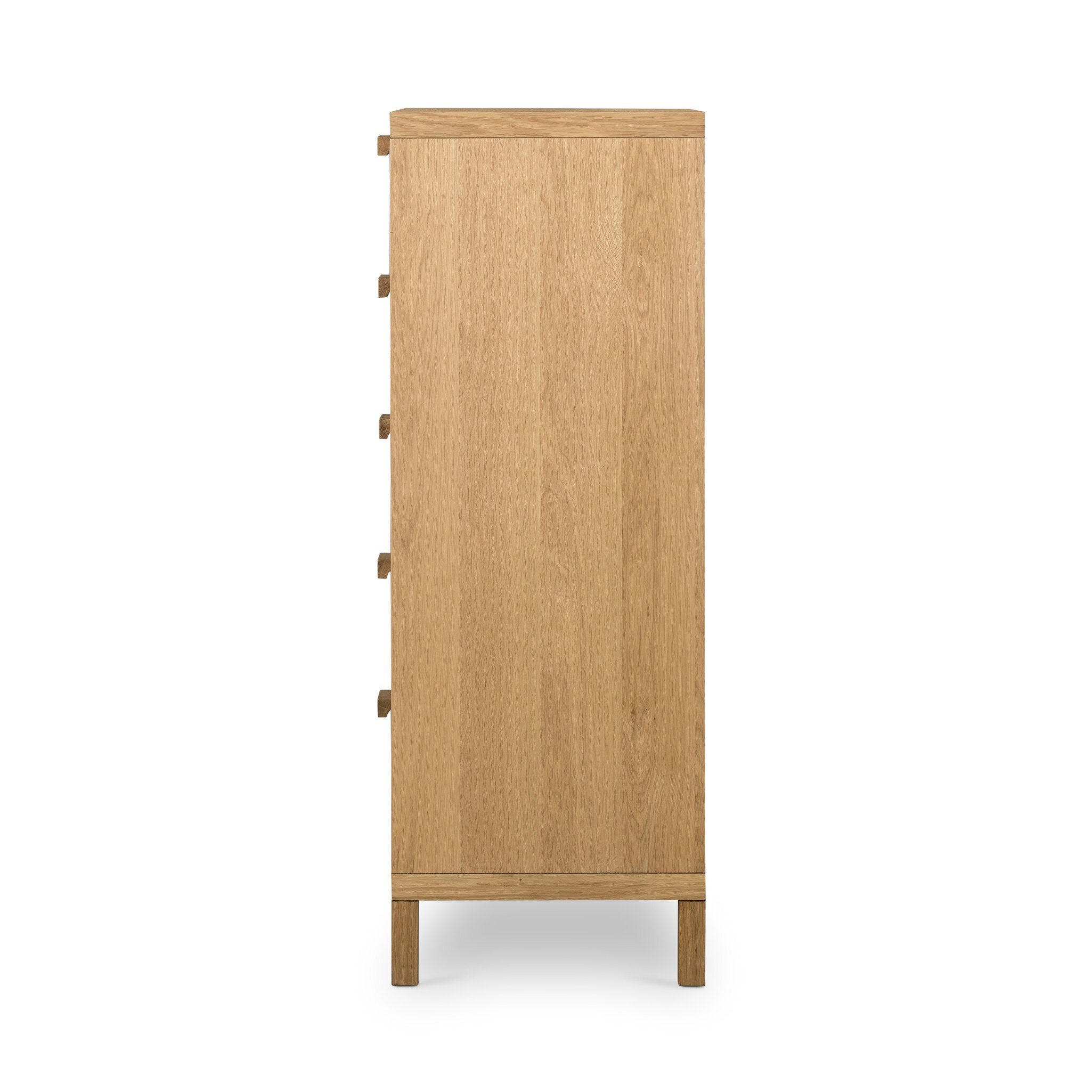 Honey oak veneer tall dresser with 5 drawers and cane inlay