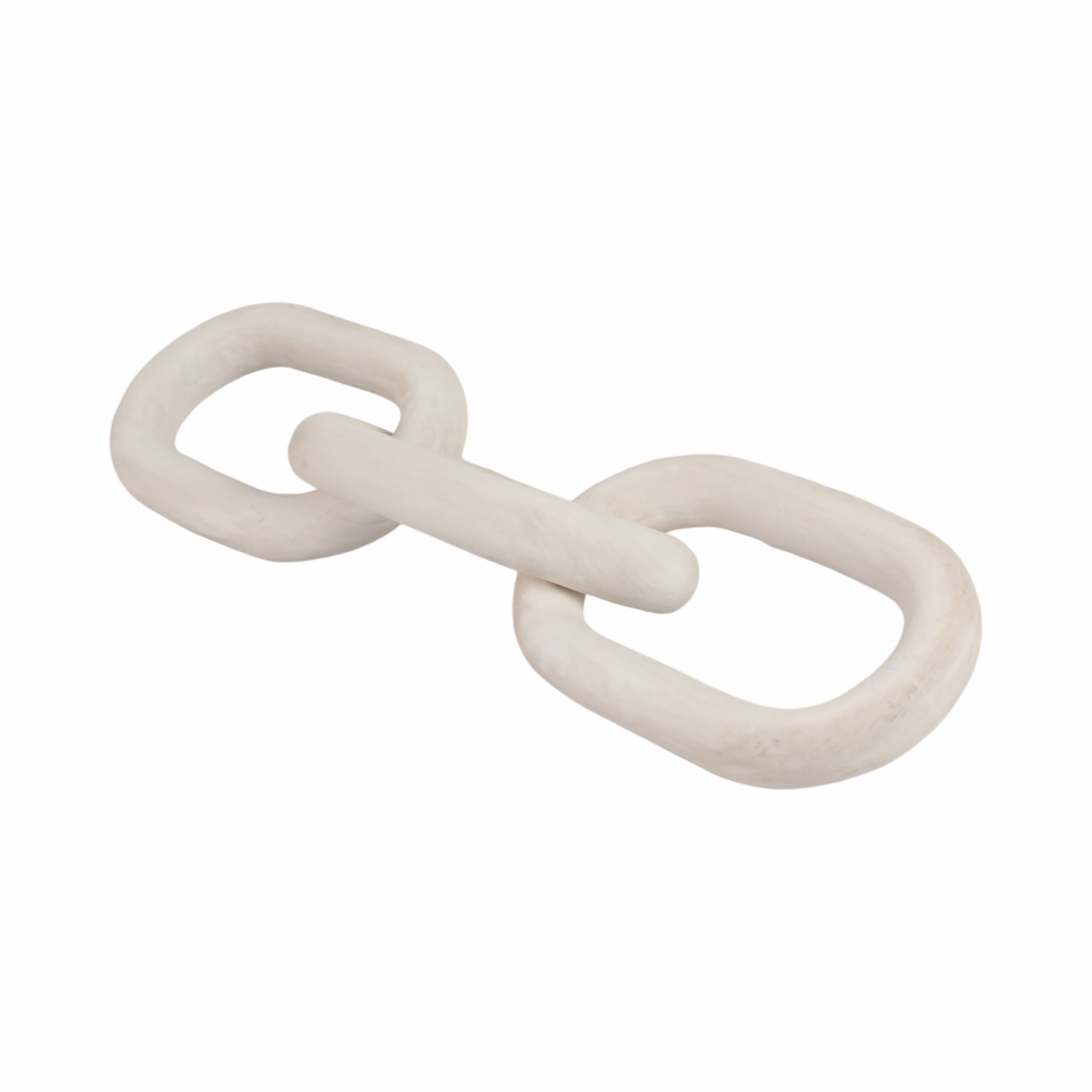 White plastic chain link on a white background
