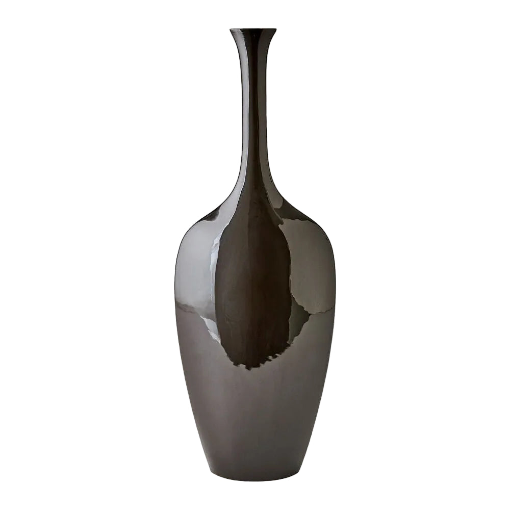 Black shiny vase on a white background