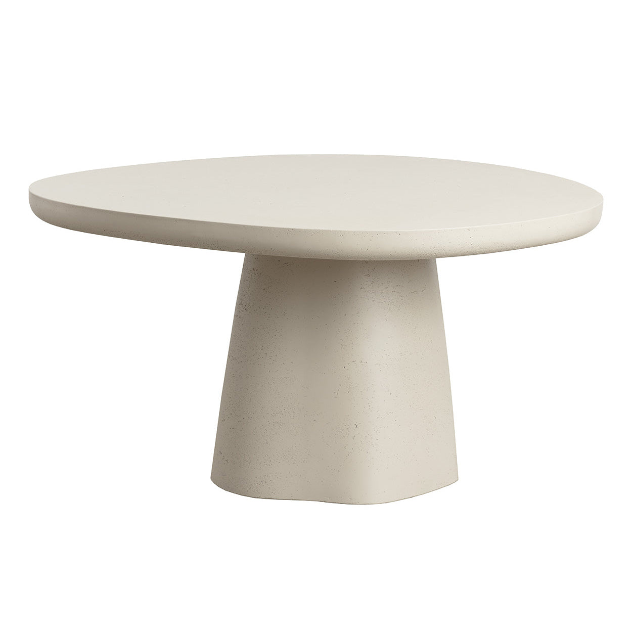 Round concrete table on a white background