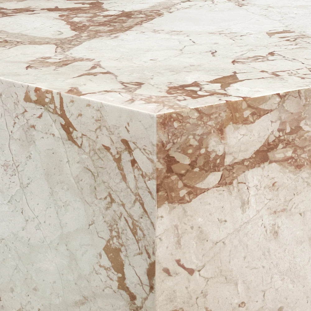 Close-up of a marble surface with beige and brown veins