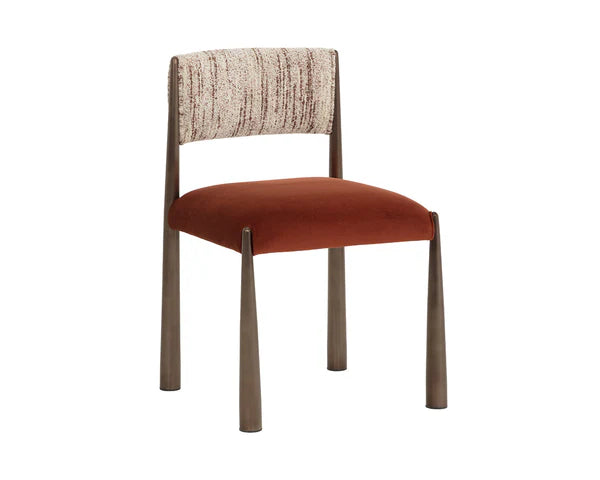 Chair with brown cushioned seat and backrest on a white background