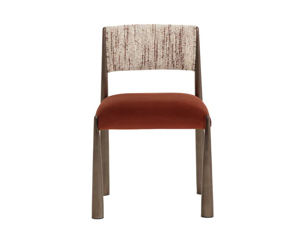 Chair with brown cushioned seat and backrest on a white background