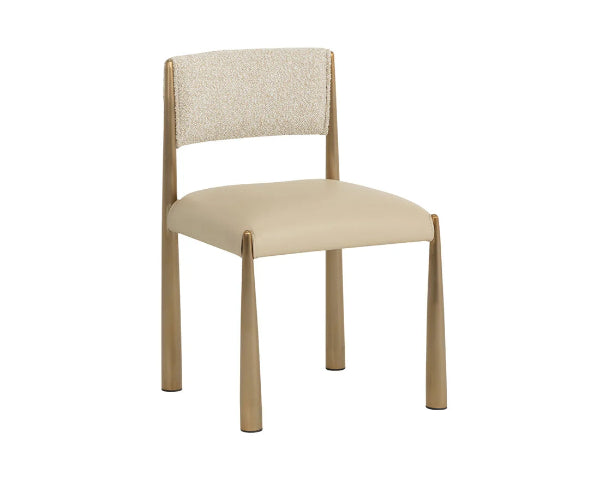 Beige chair with wooden frame on a white background