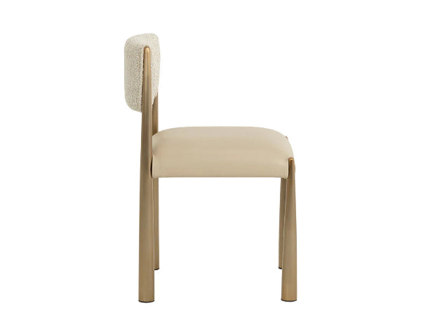 Beige chair with wooden frame on a white background