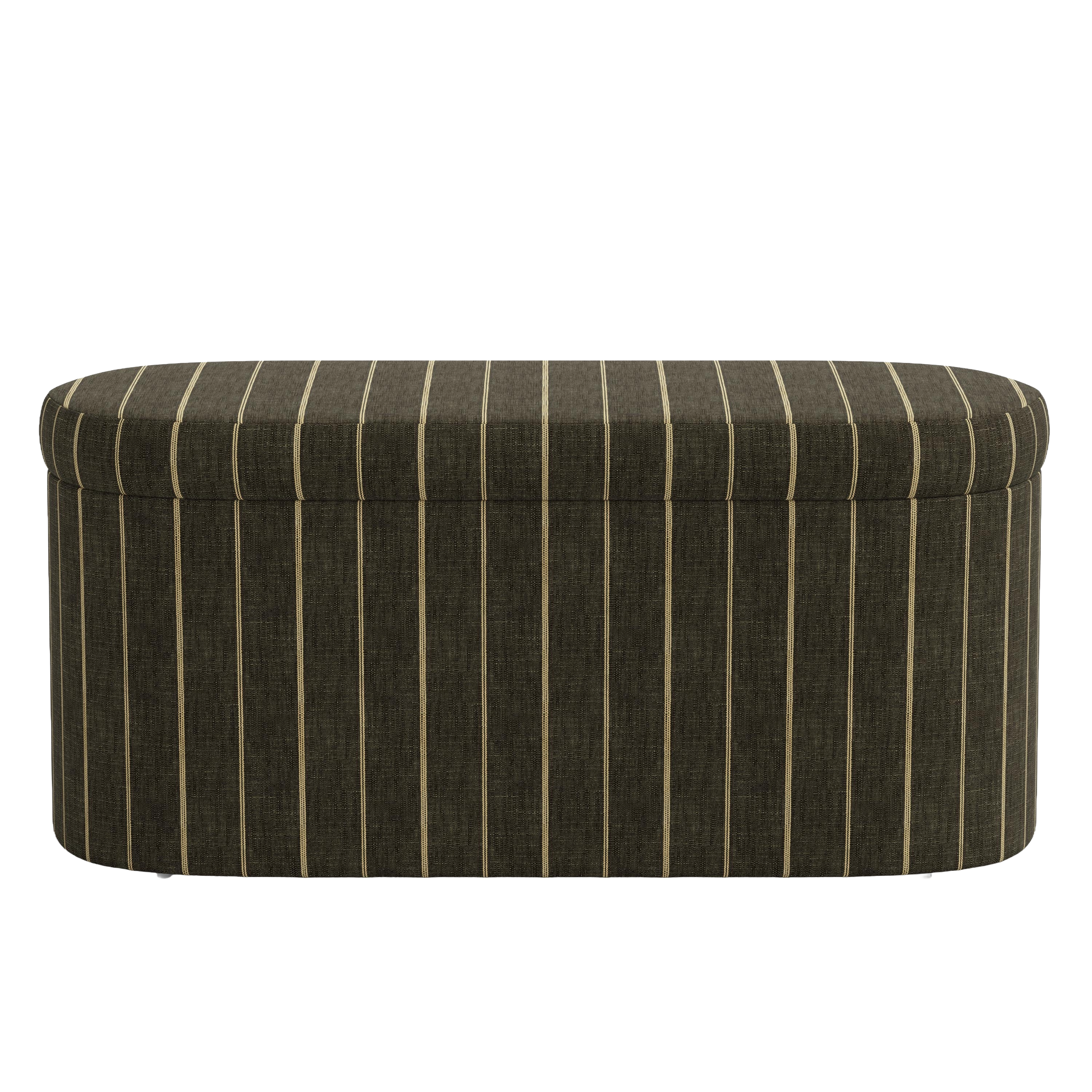 Striped storage bin on a white background