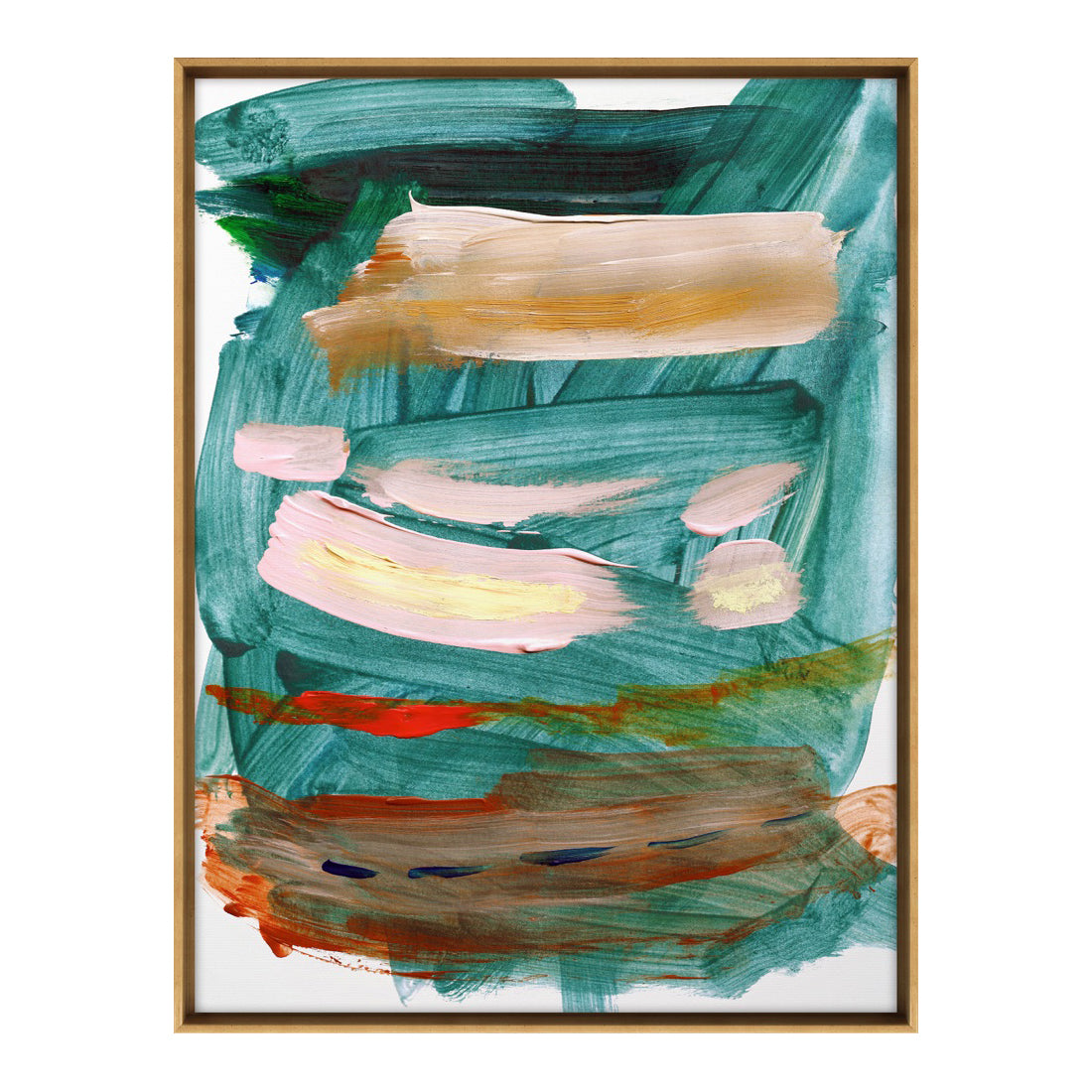 Abstract art print with colorful brush strokes on a white background