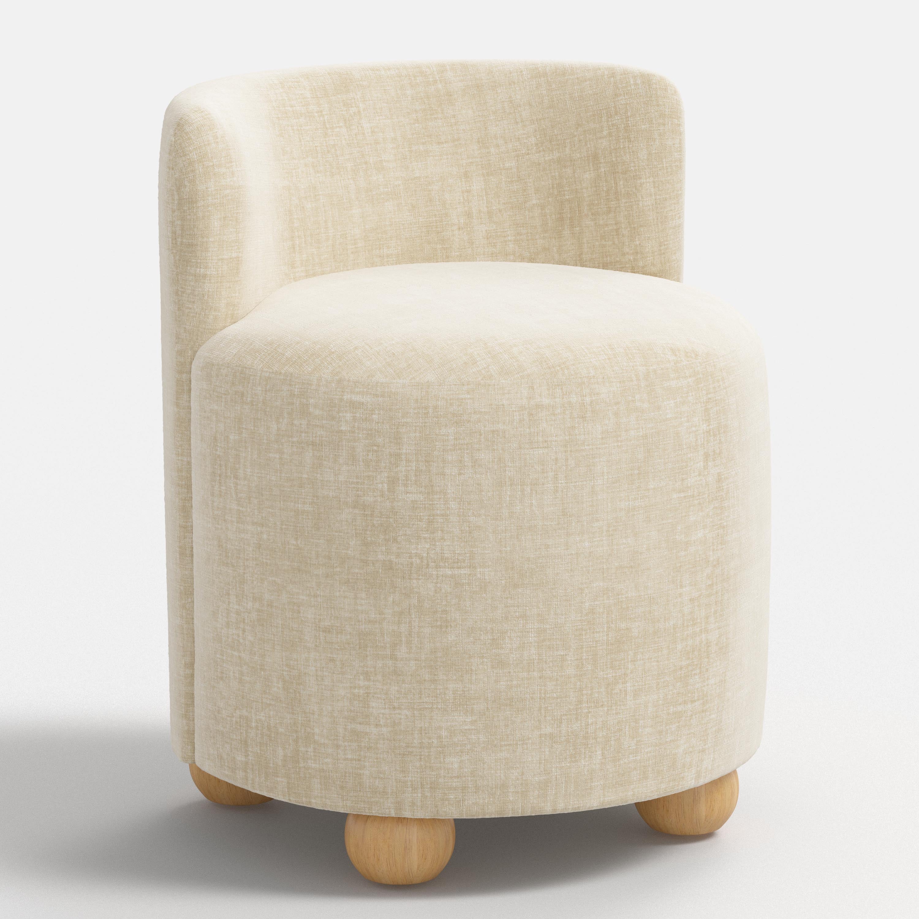 White seat with wooden legs on a white background