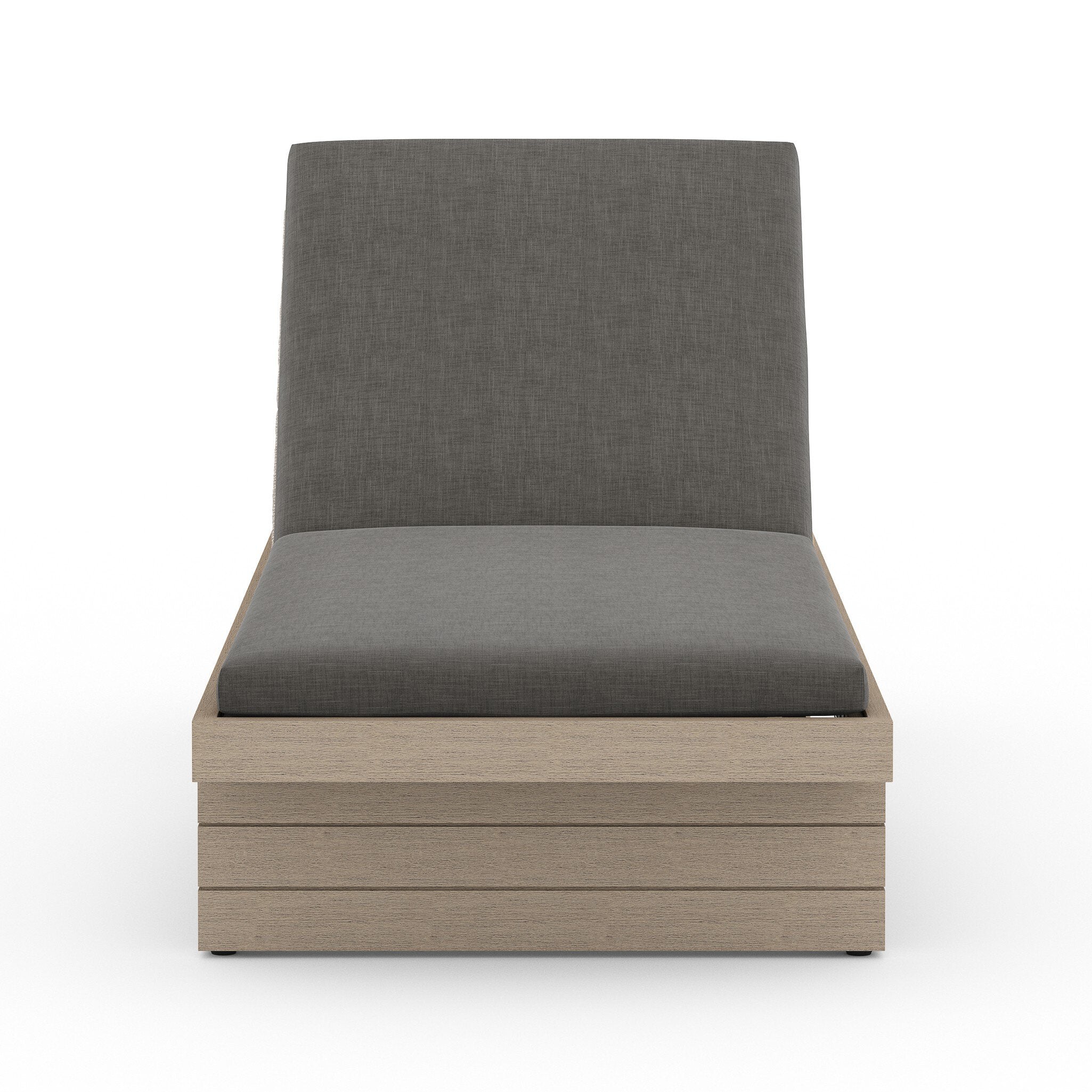 Gray cushioned sunbed on a white background