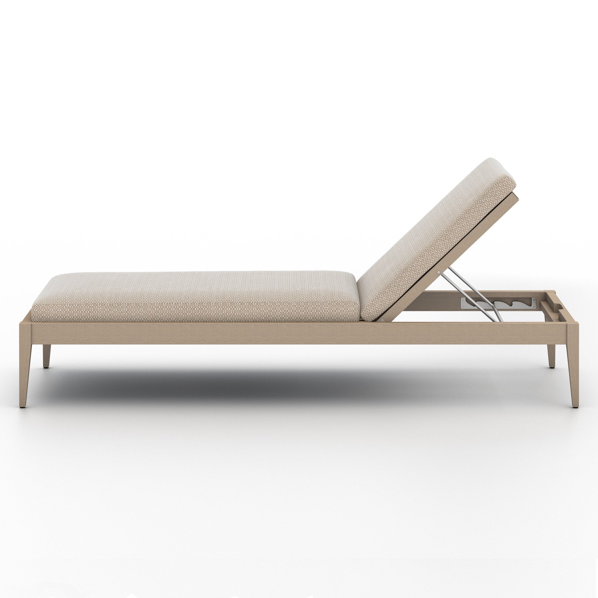 Beige outdoor lounge chair on a white background
