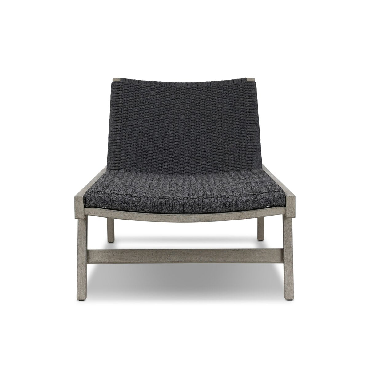 Chair with dark woven seat and backrest on a white background