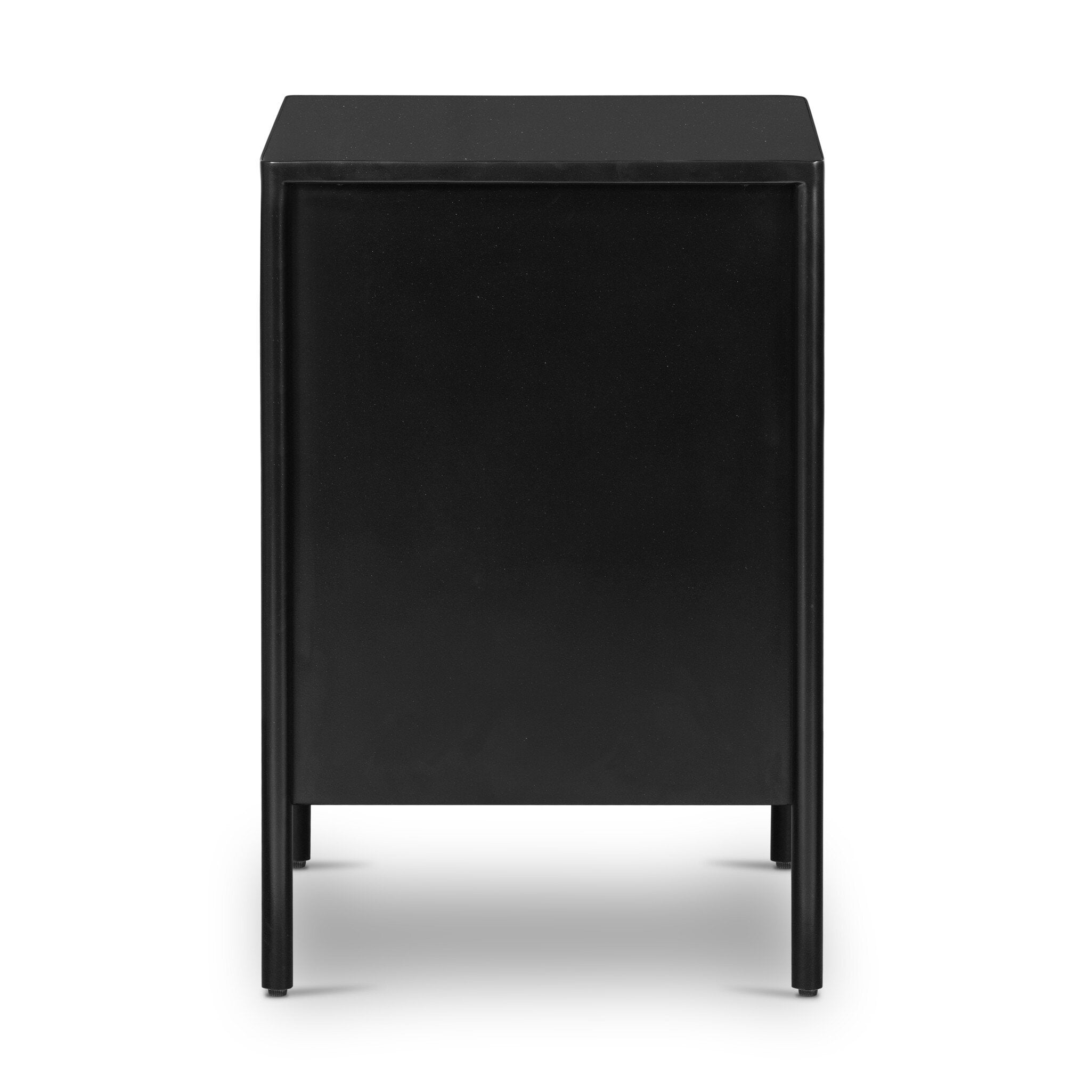 Black side table on a white background