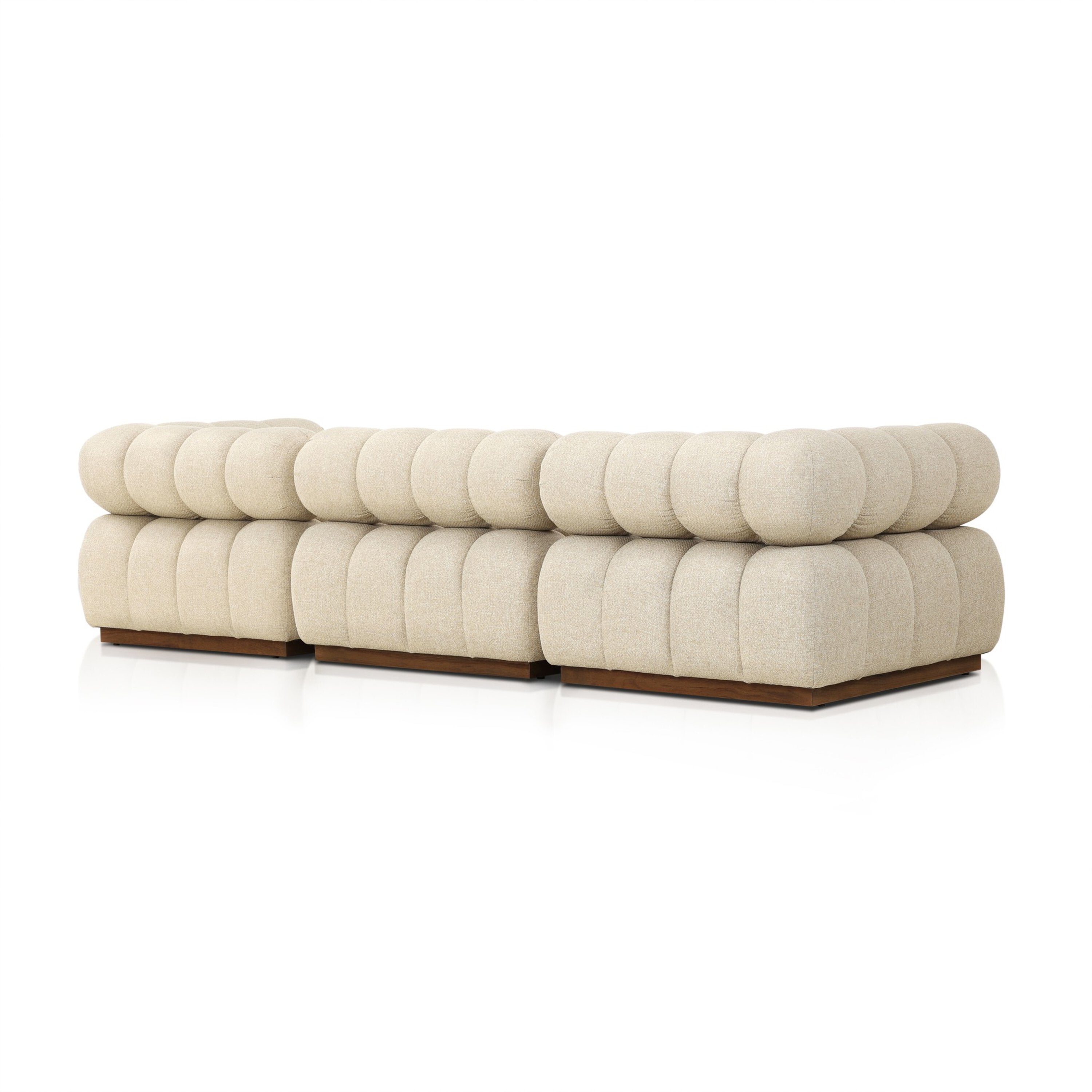 Beige modular sofa on a white background