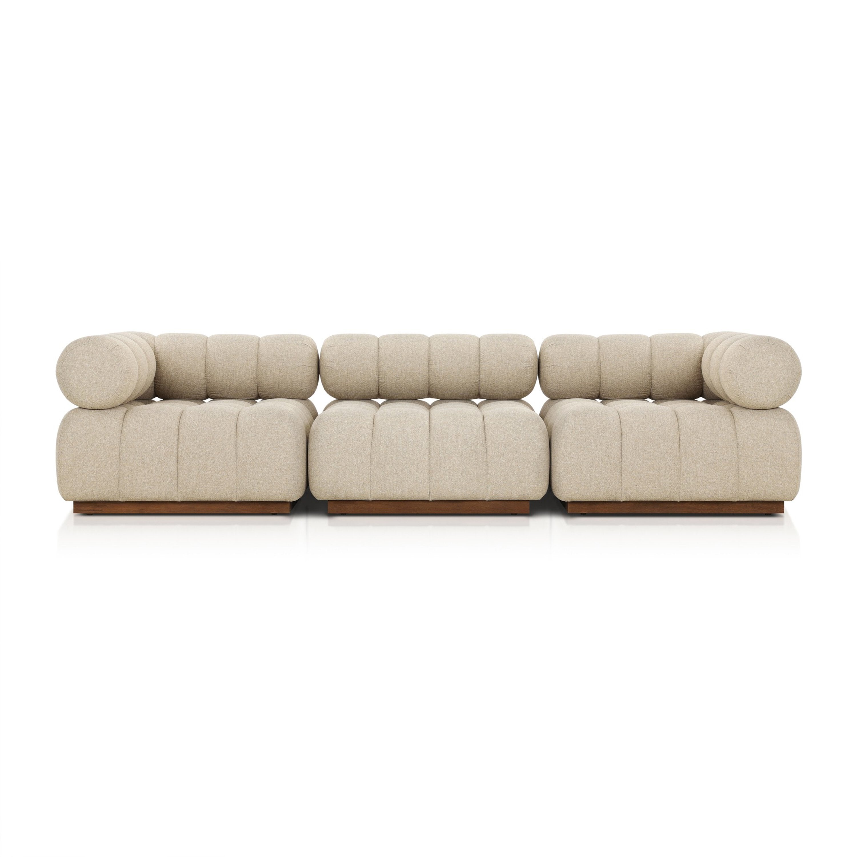 Beige modular outdoor sofa on a white background