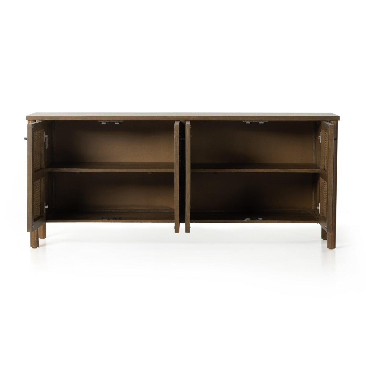 Wooden sideboard with open doors
