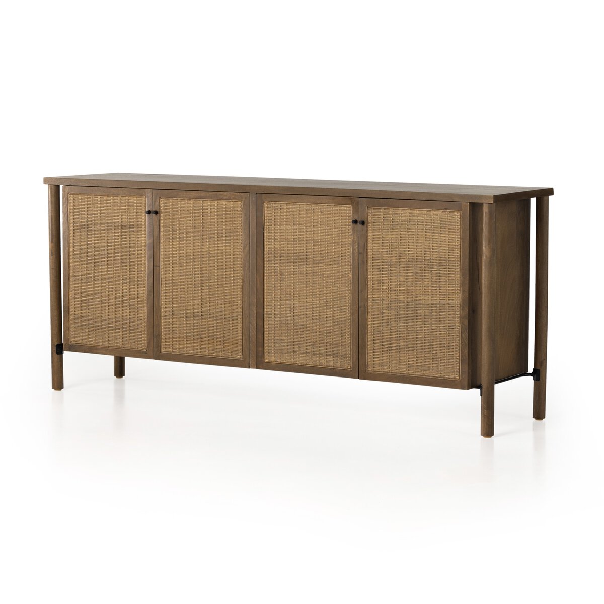 Wooden sideboard with rattan doors