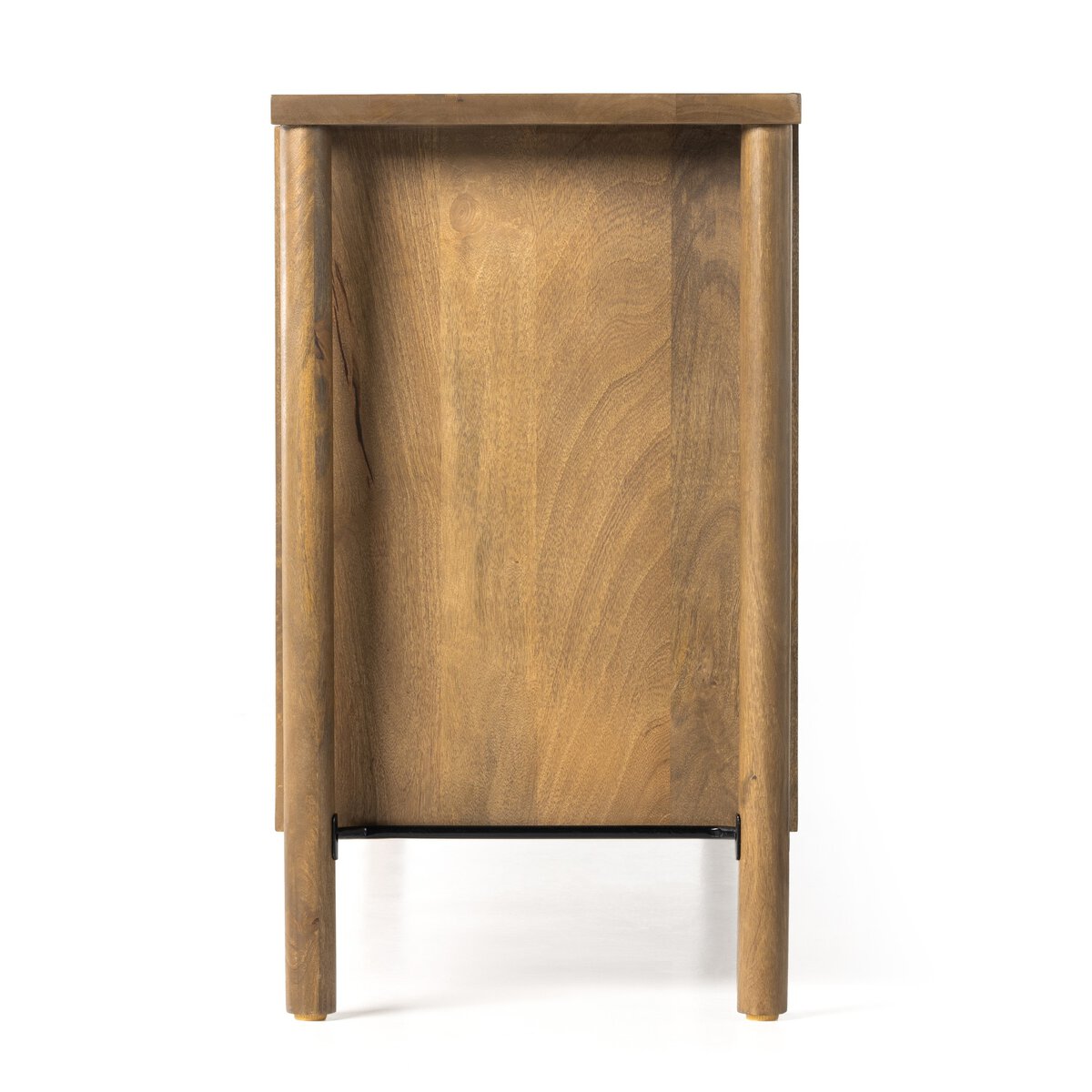 Wooden side table with a brown finish