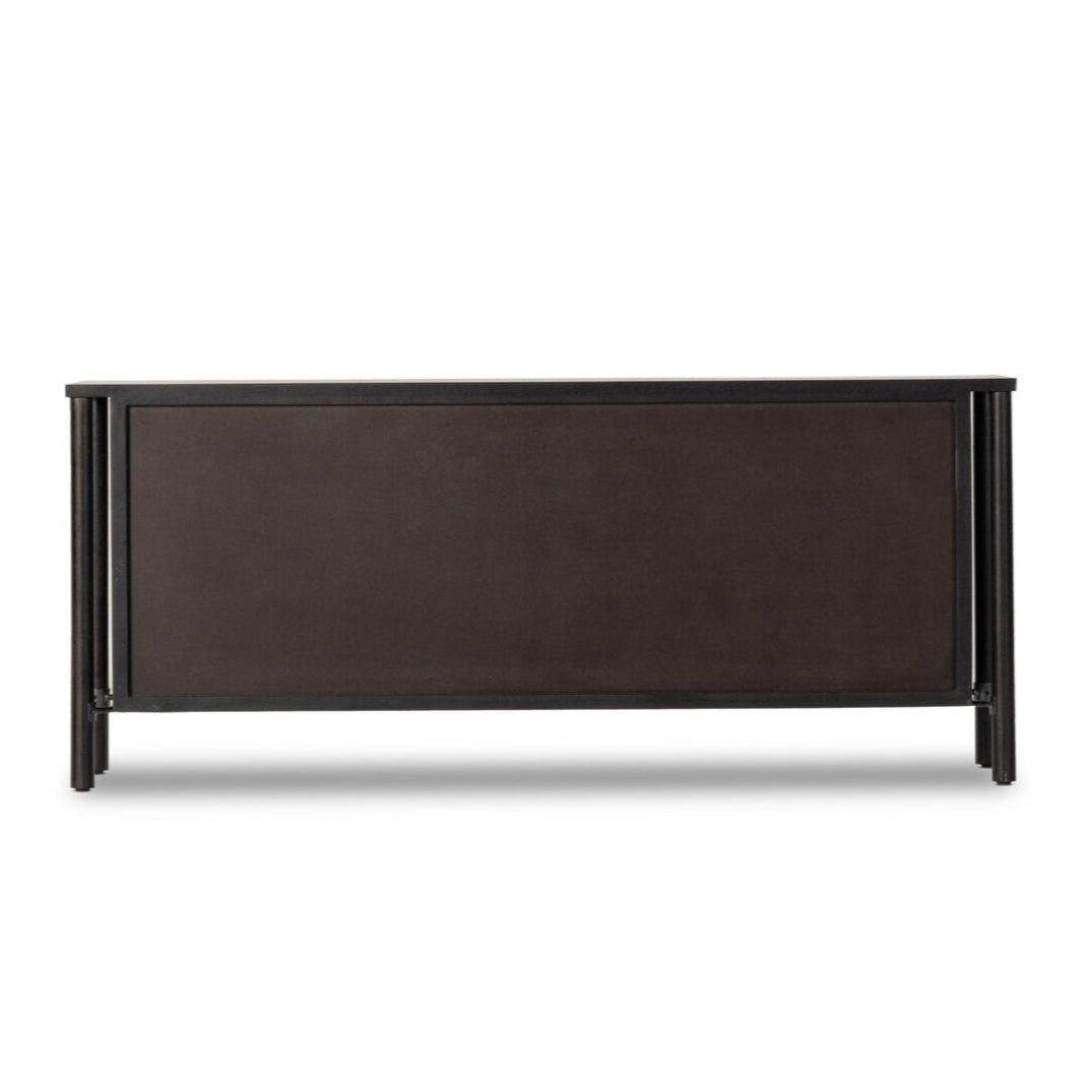 Dark brown wooden headboard