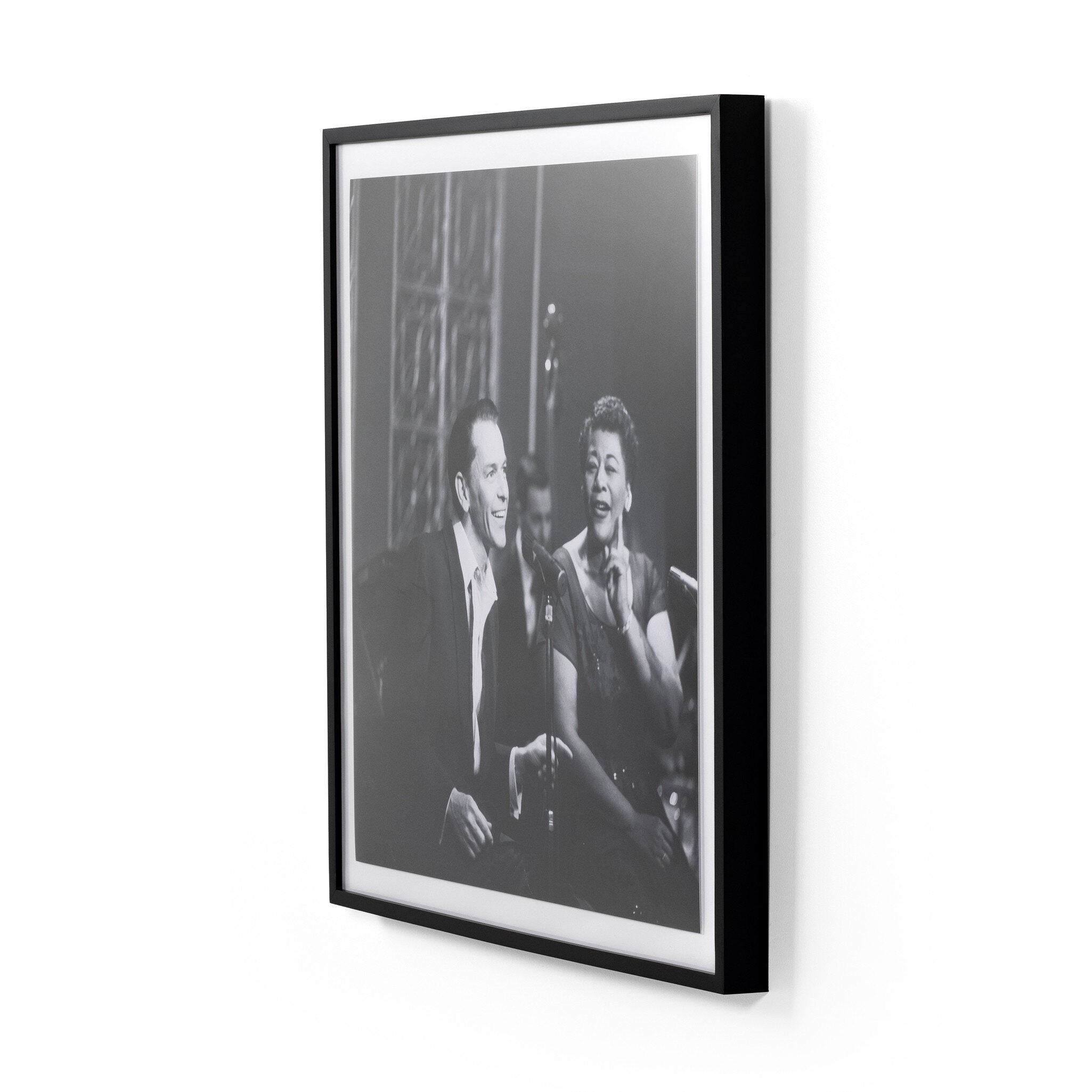 Framed black and white photograph of Sinatra & Fitzgerald on a white background