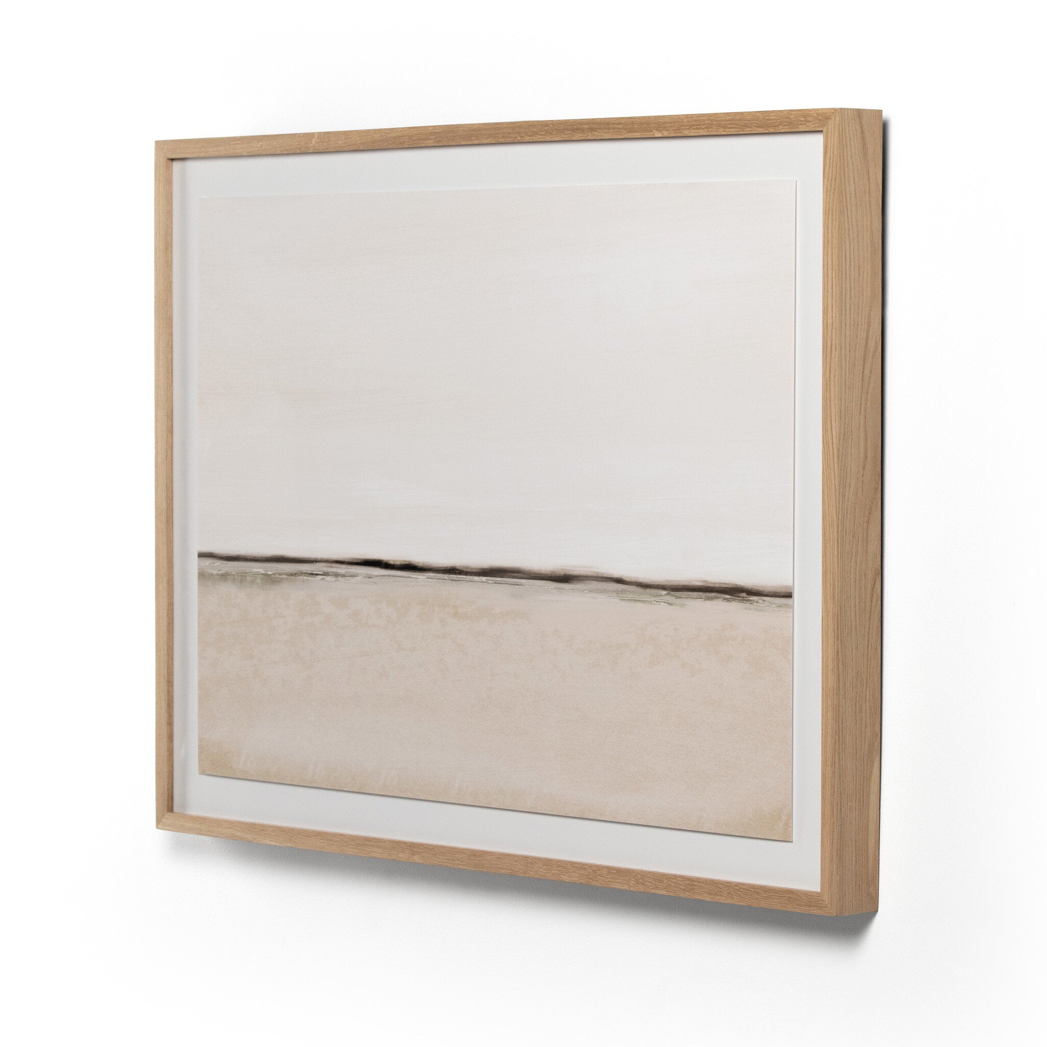 Framed artwork with a minimalistic landscape design on a white background