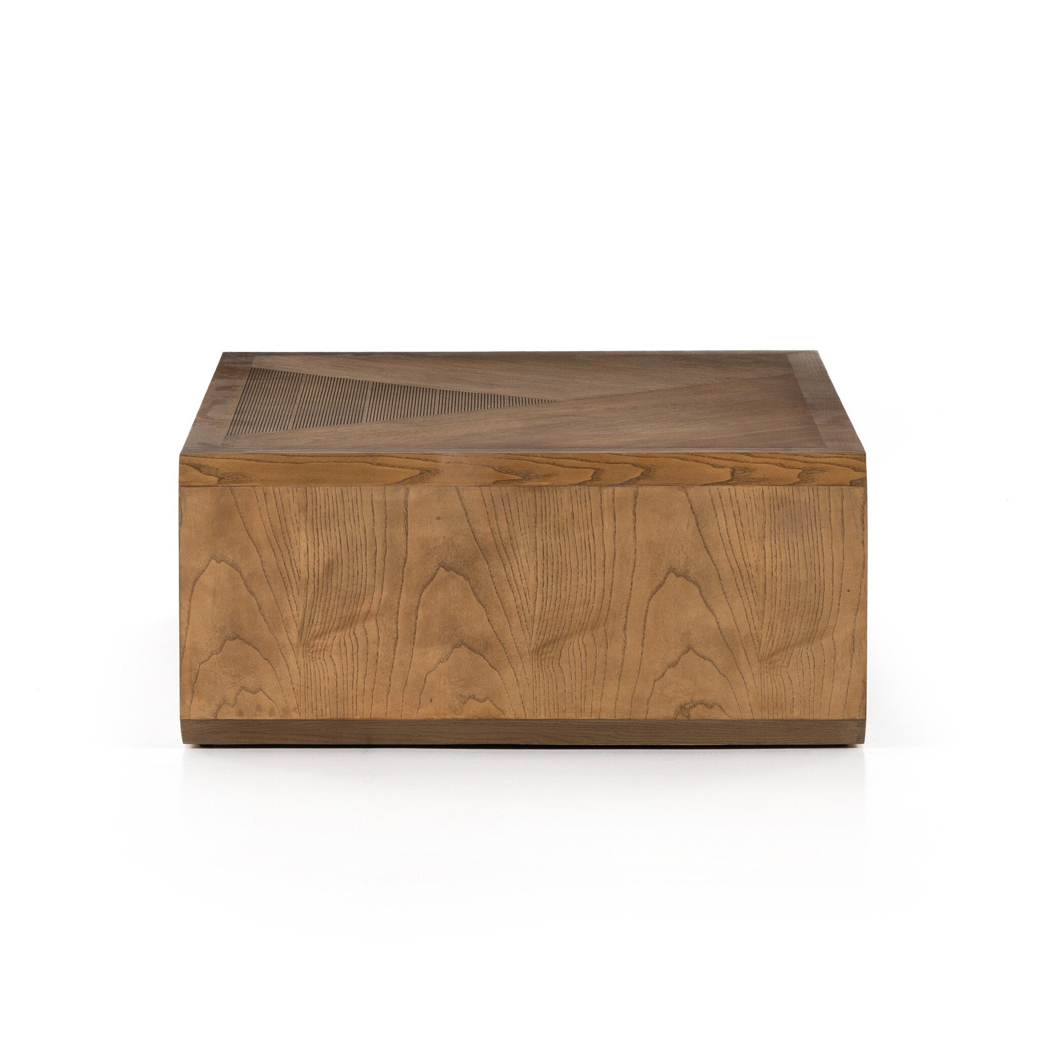 Side view of a wooden coffee table