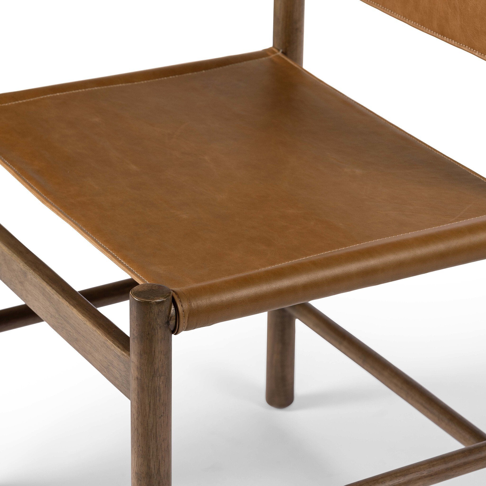 Brown leather chair seat on a white background