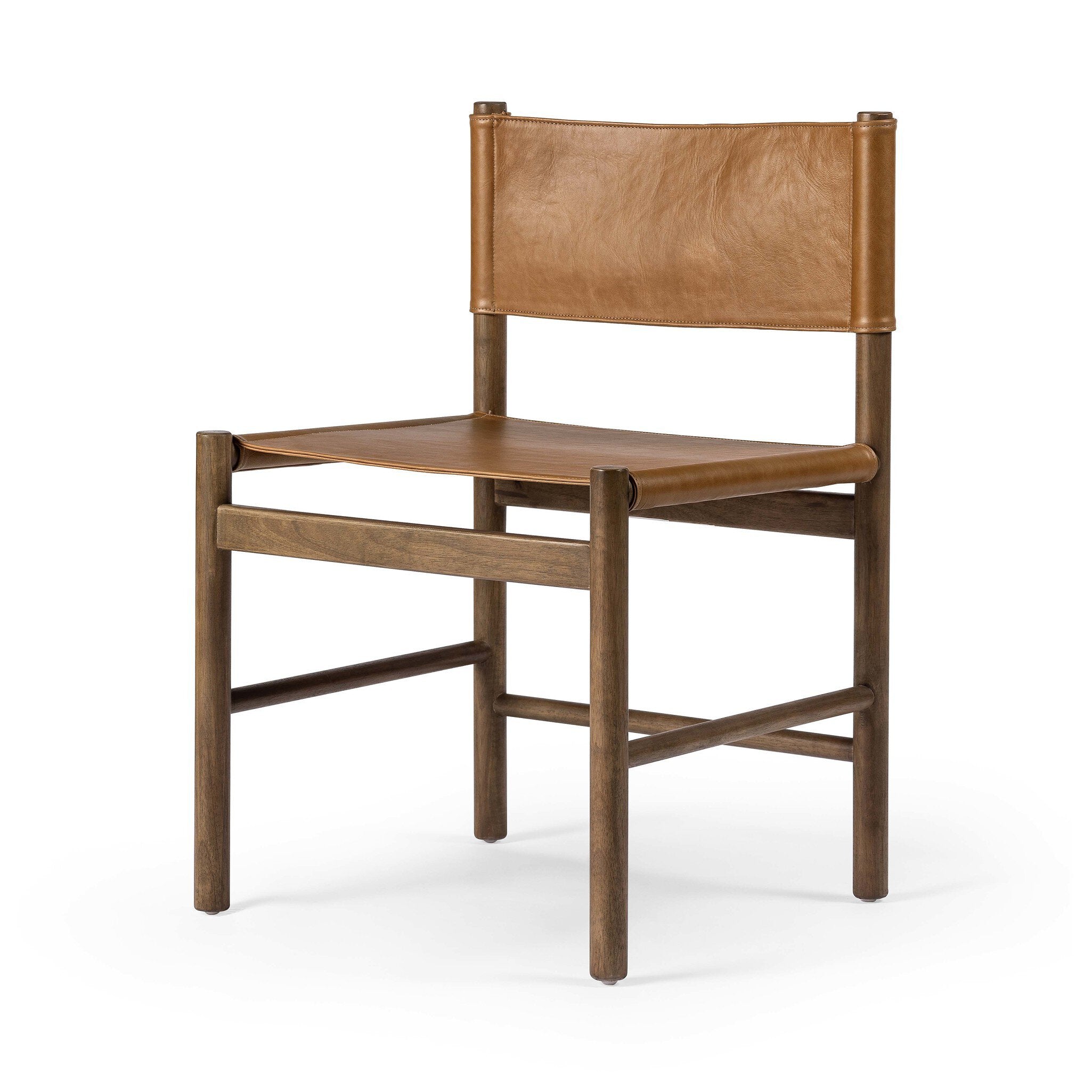 Brown leather chair on a white background