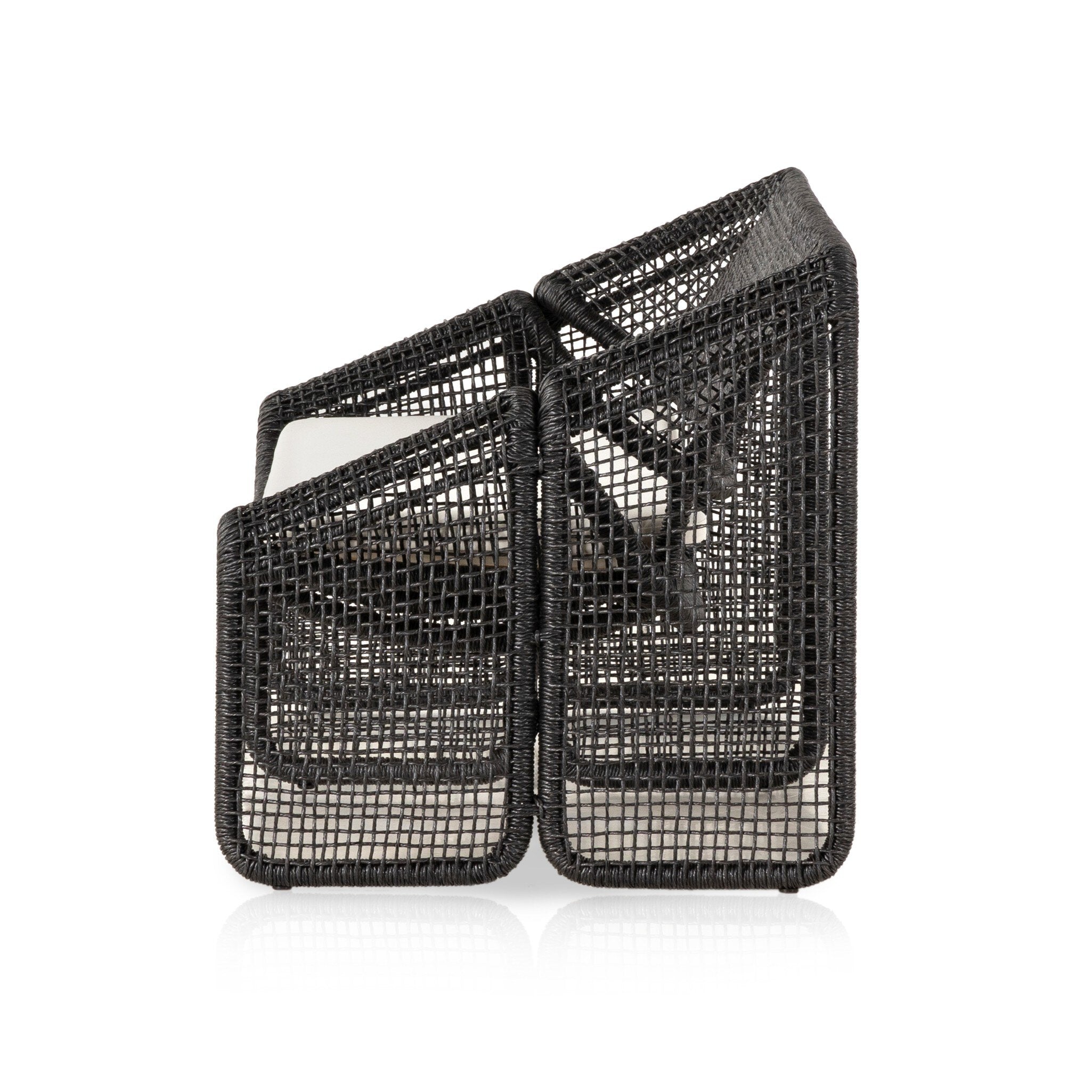 Side view of contemporary modern black wicker outdoor sofa