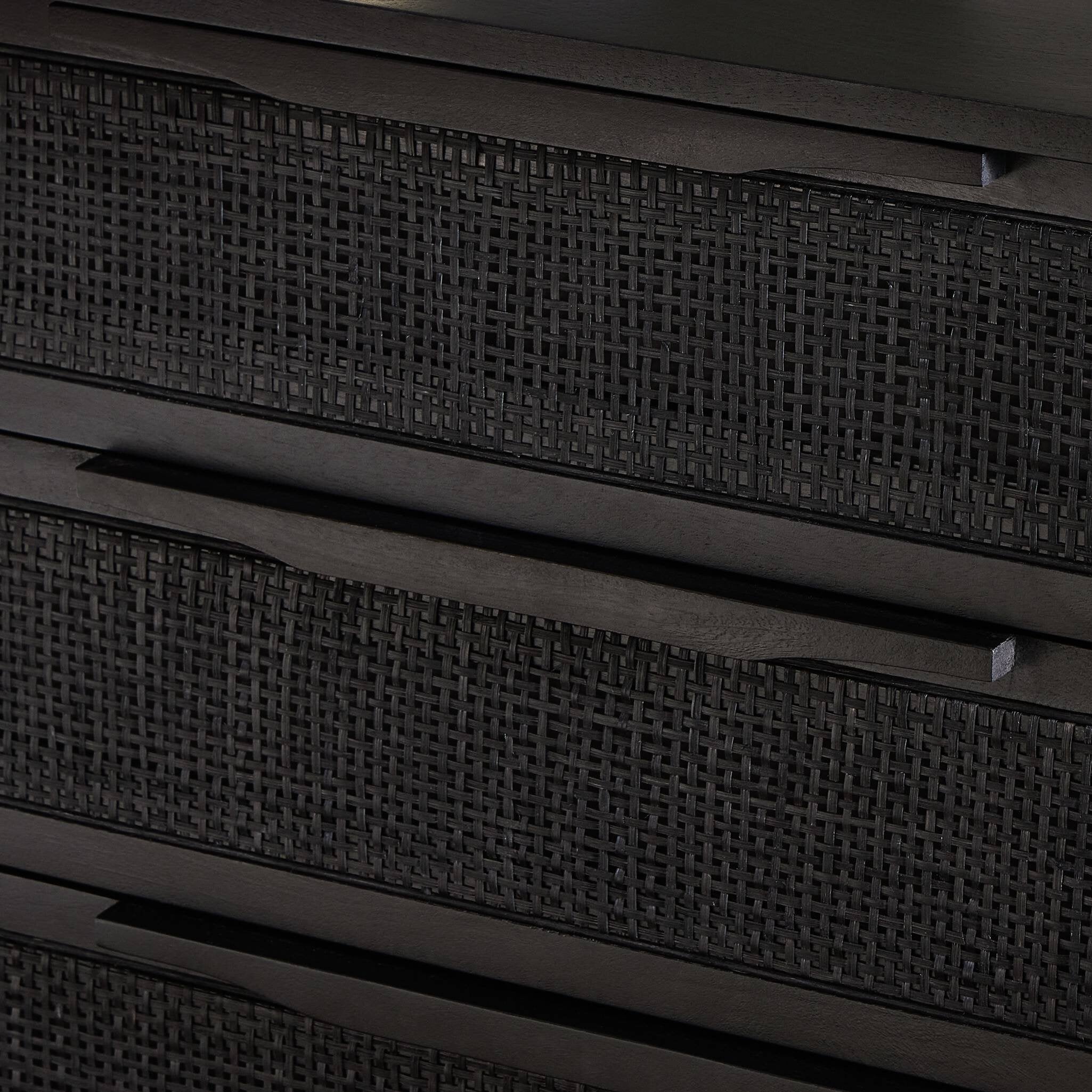 Close-up of black woven material with a textured pattern