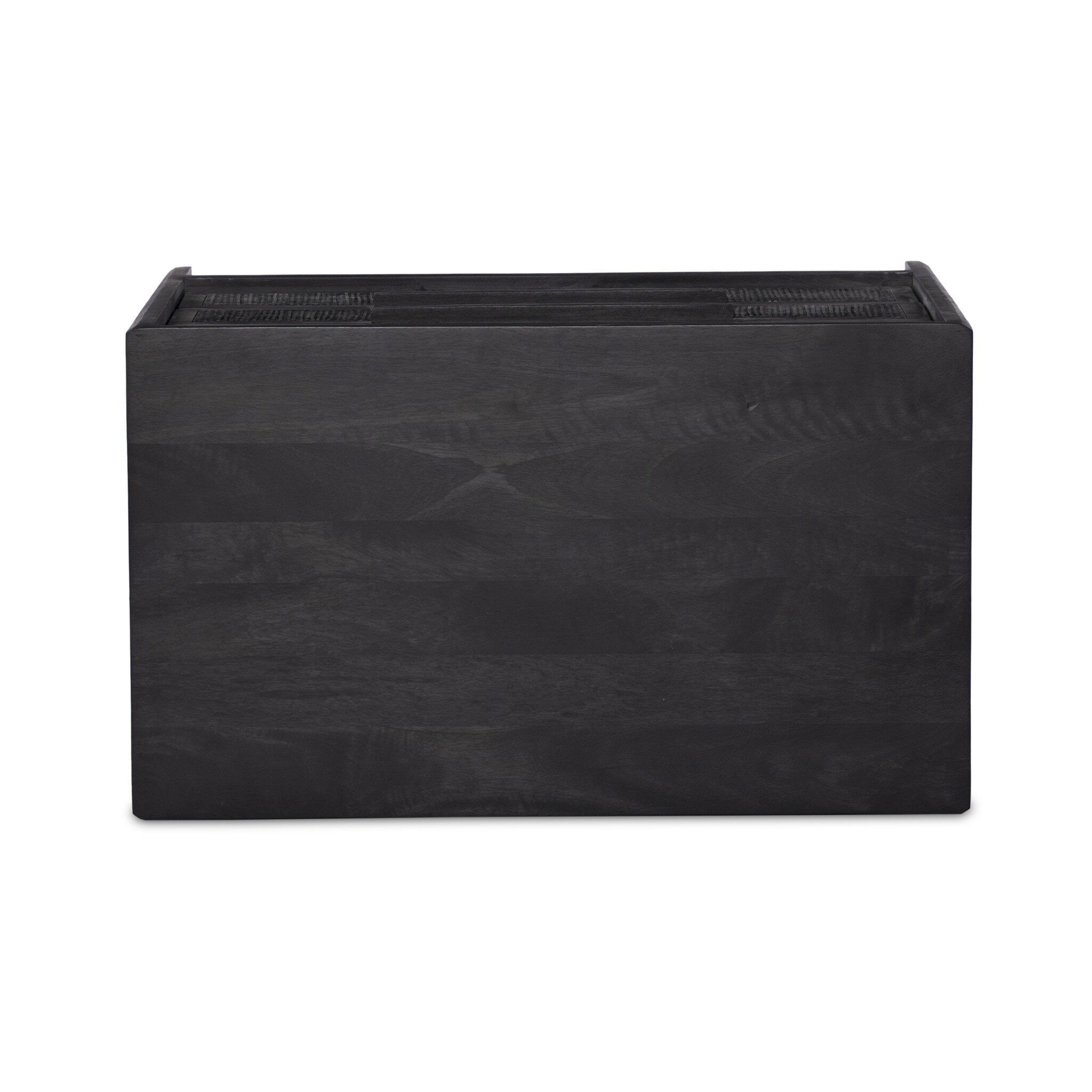 Black rectangular cabnet on a white background