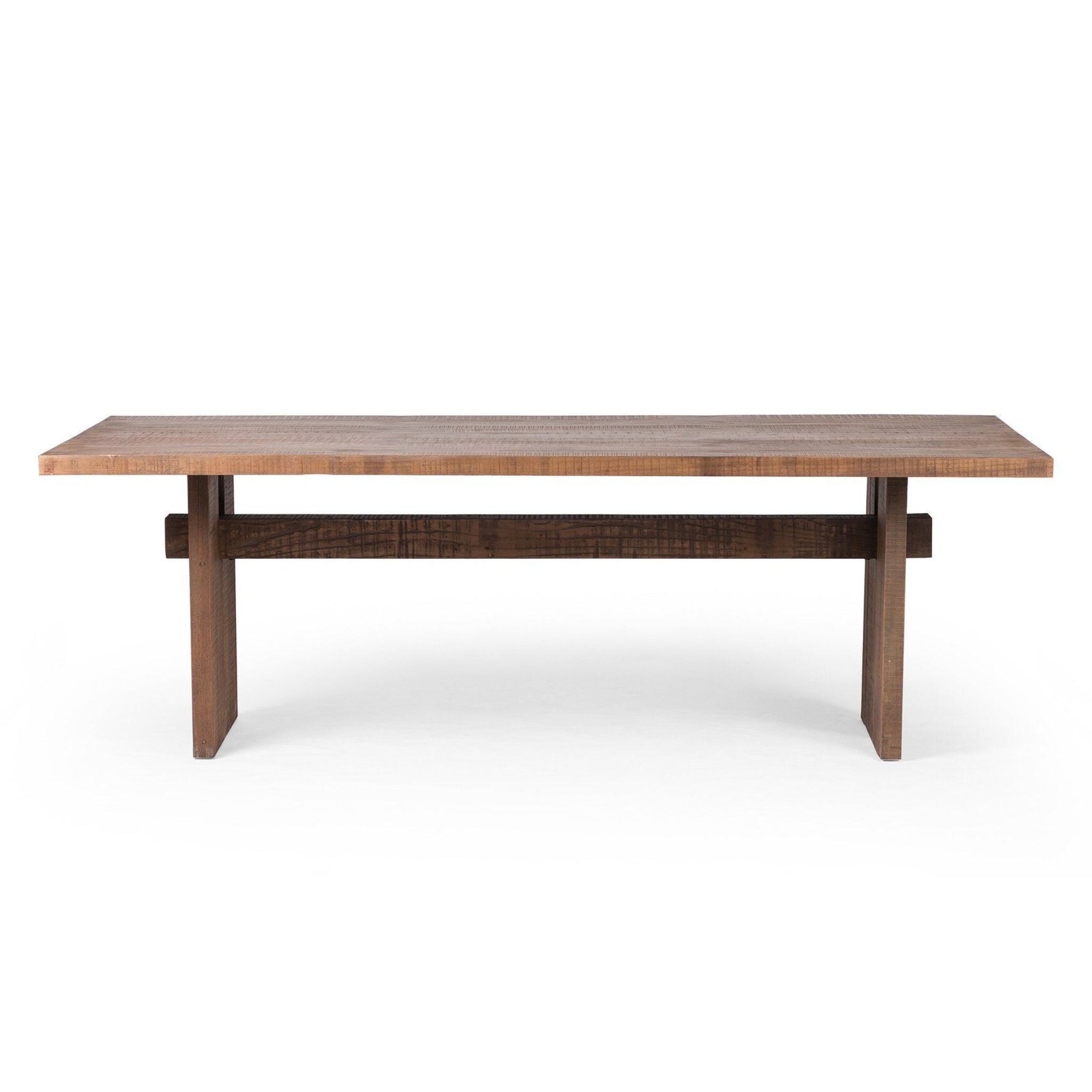 Wooden dining table on a white background