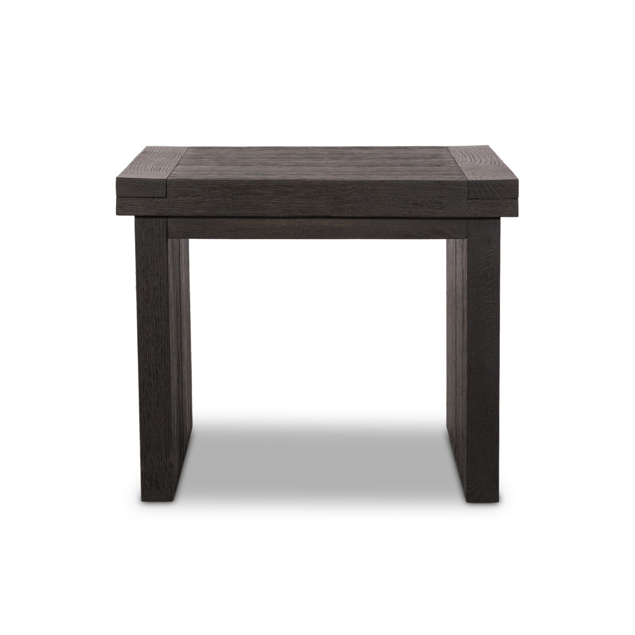 Dark wooden side table on a white background
