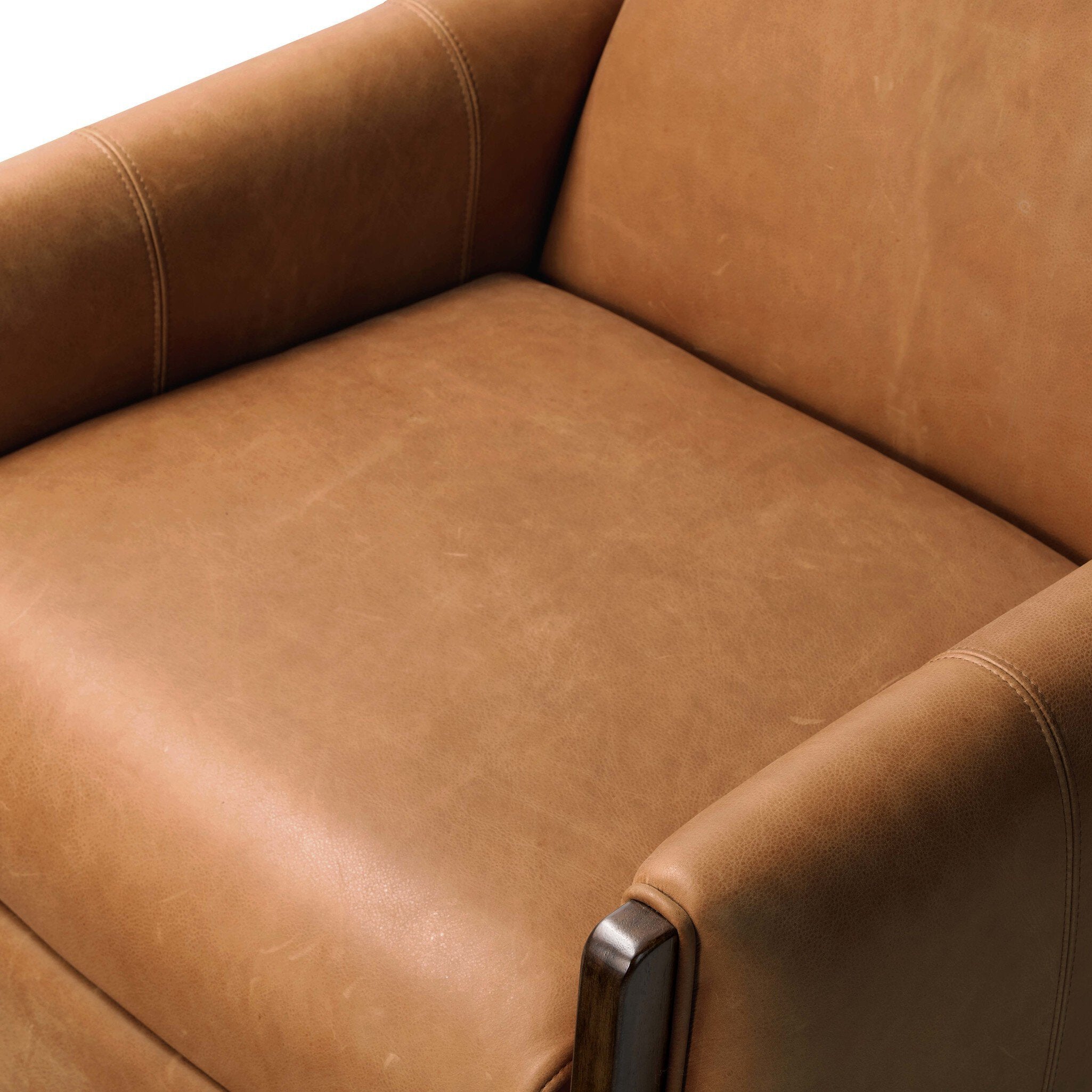 Close-up of a brown leather chair