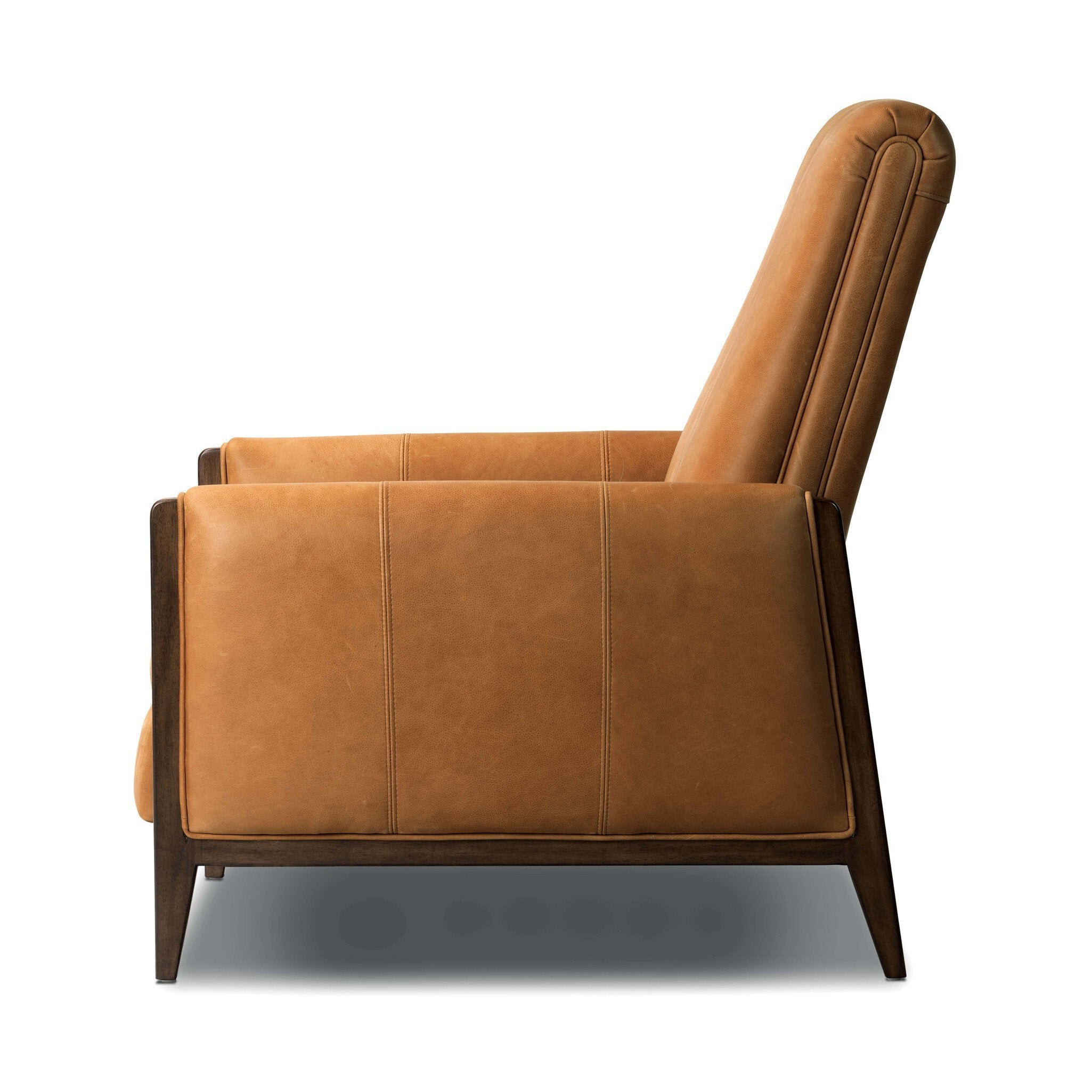 Brown leather armchair on a white background