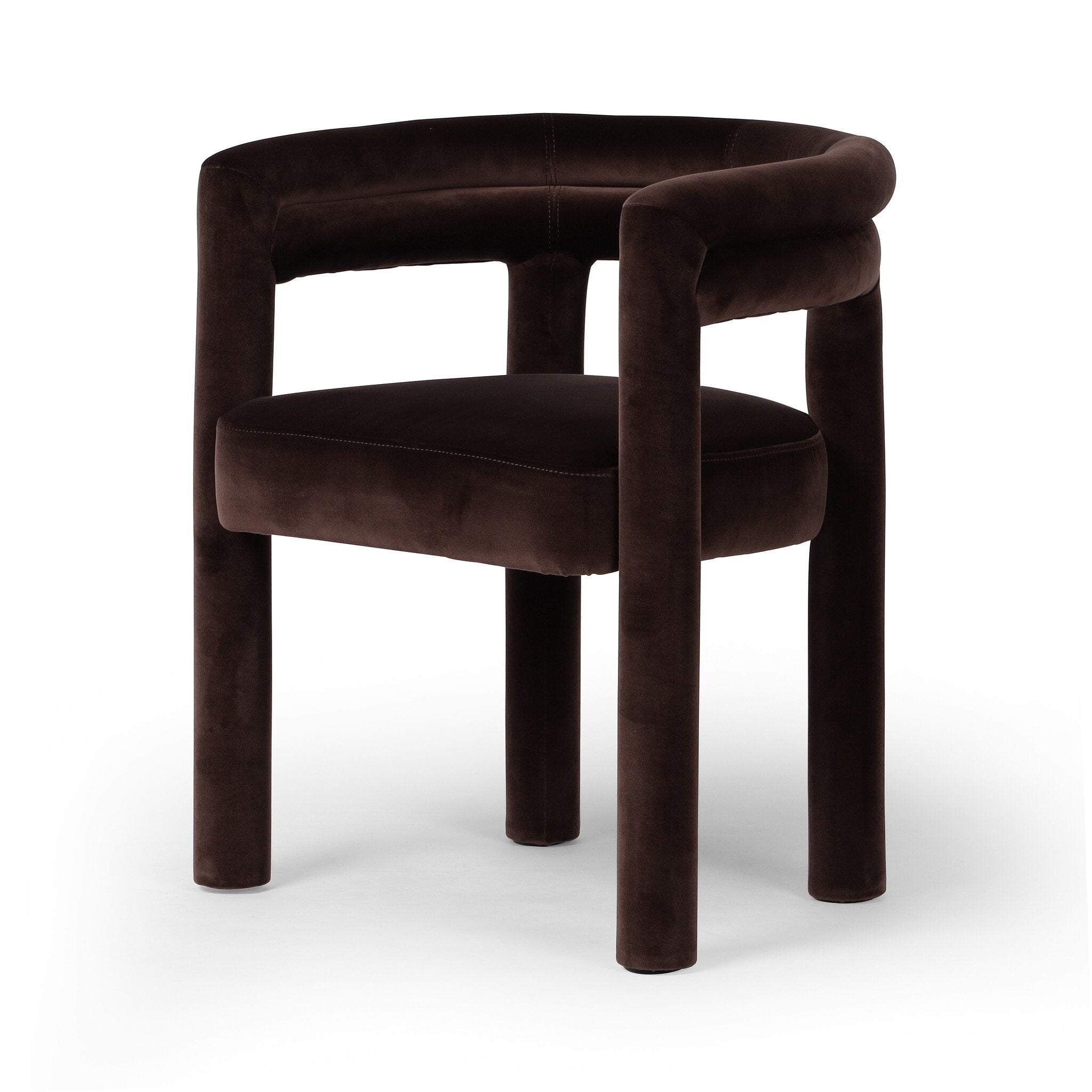 Brown velvet chair on a white background